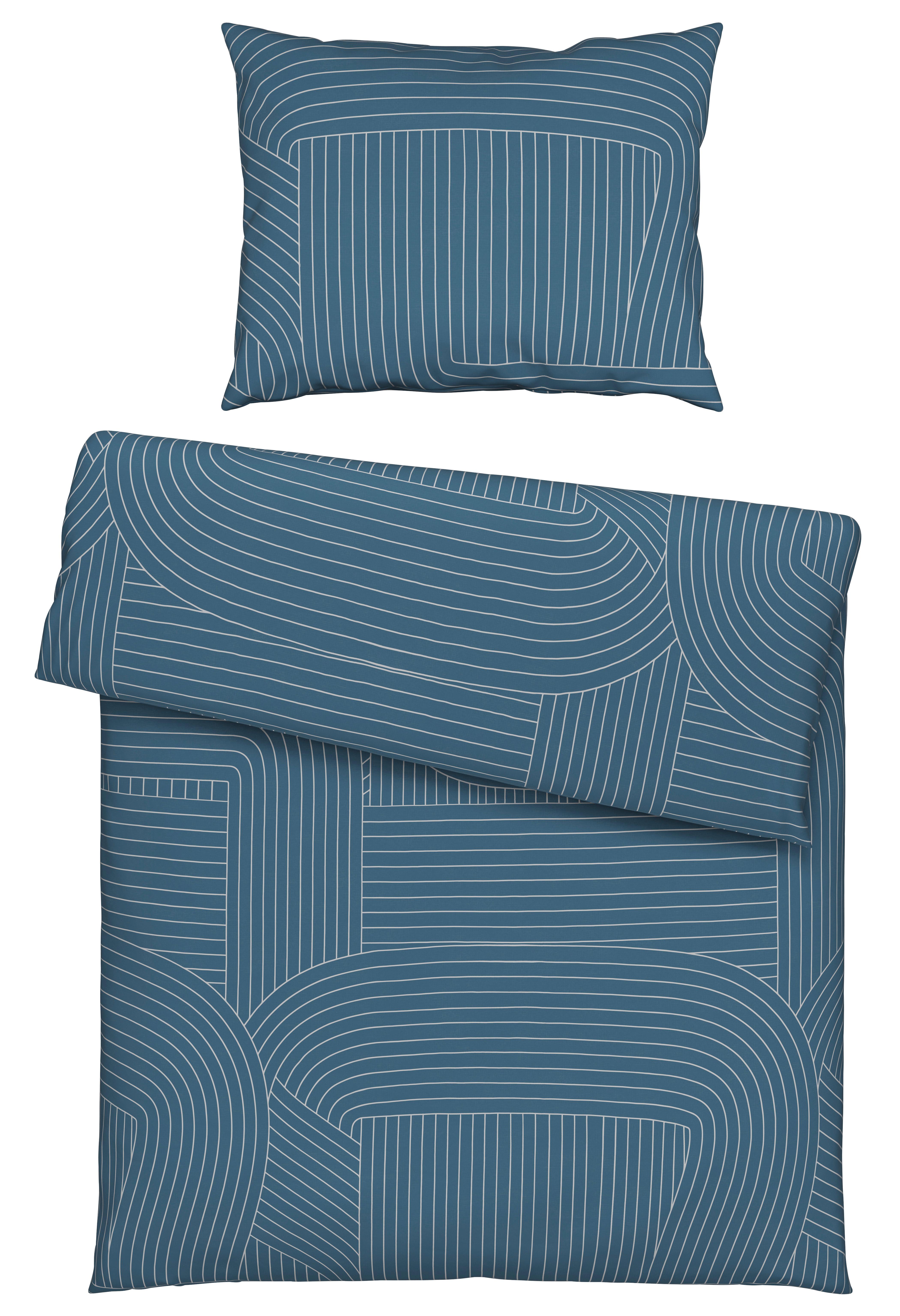 Bettwäsche Scribble ca. 140x200cm - Blau, MODERN, Textil (140/200cm) - Modern Living