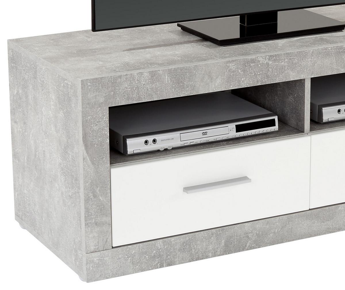 Element TV Malta - alb/gri, Modern, material pe bază de lemn (128/50/42cm) - Modern Living