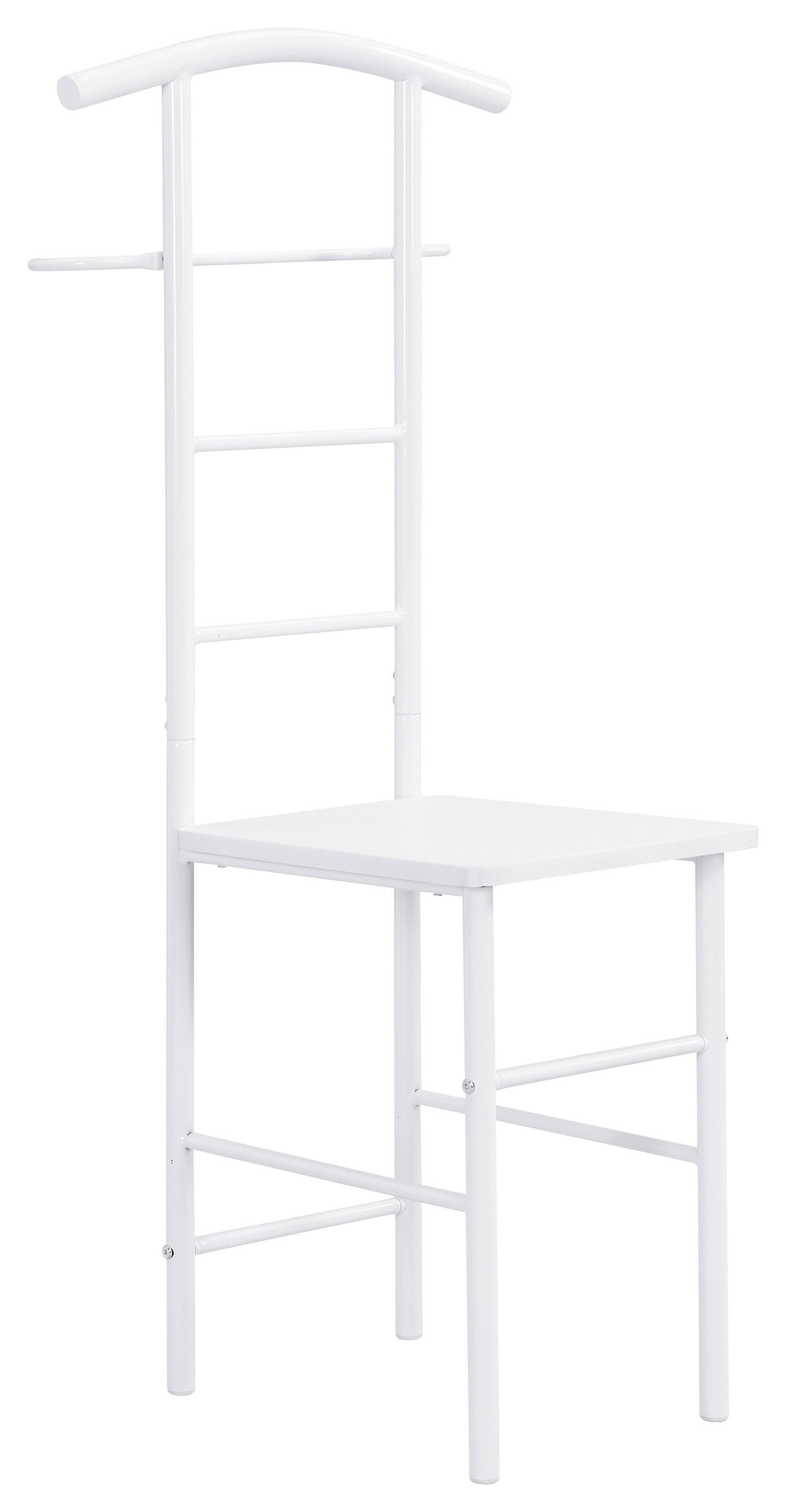 Ruhaállvány Ülőkével Ralph - fehér, Konventionell, faalapú anyag/fém (30/107/45cm) - Mömax