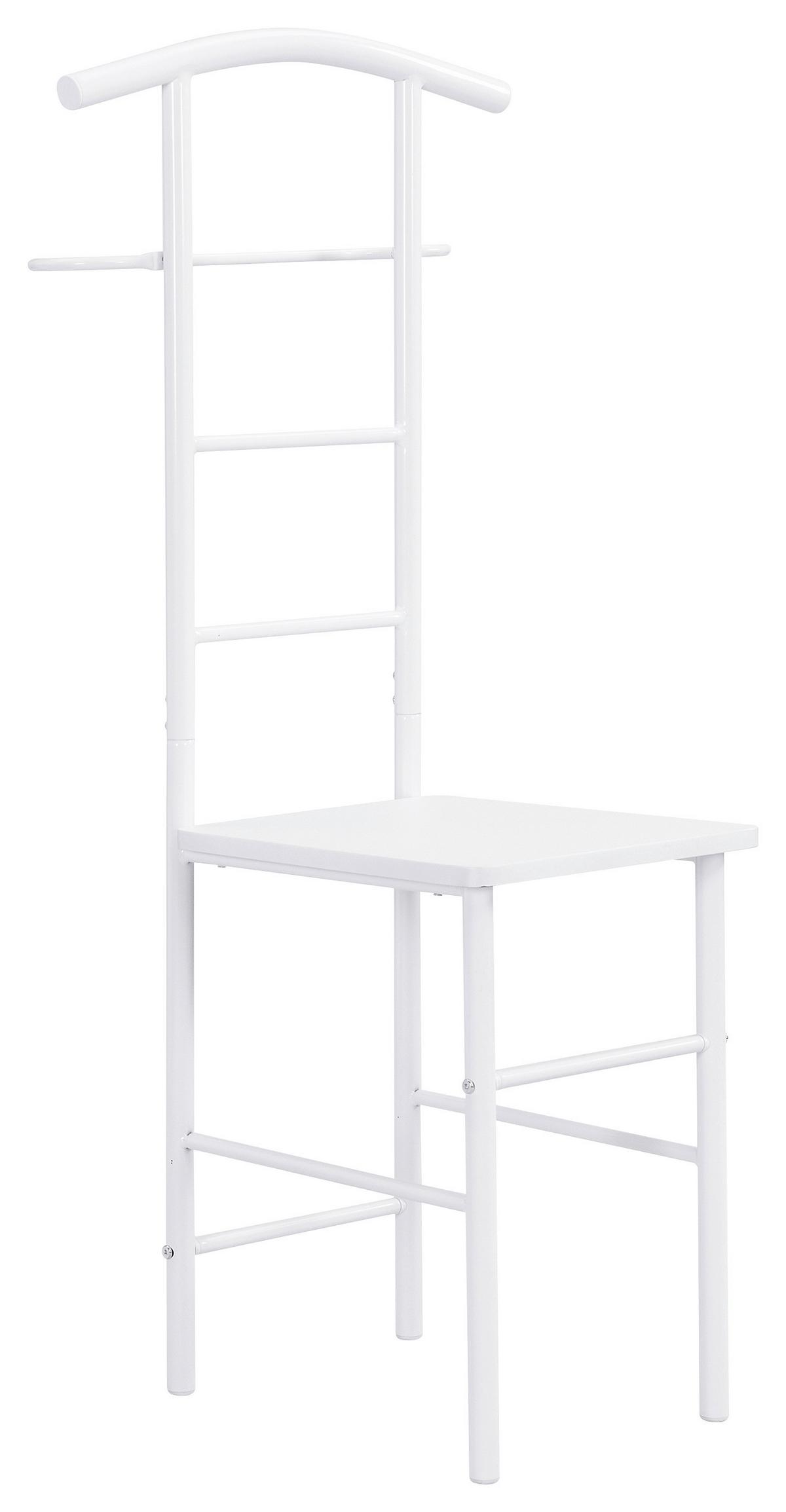 Ruhaállvány Ülőkével Ralph - fehér, Konventionell, faalapú anyag/fém (30/107/45cm) - Mömax