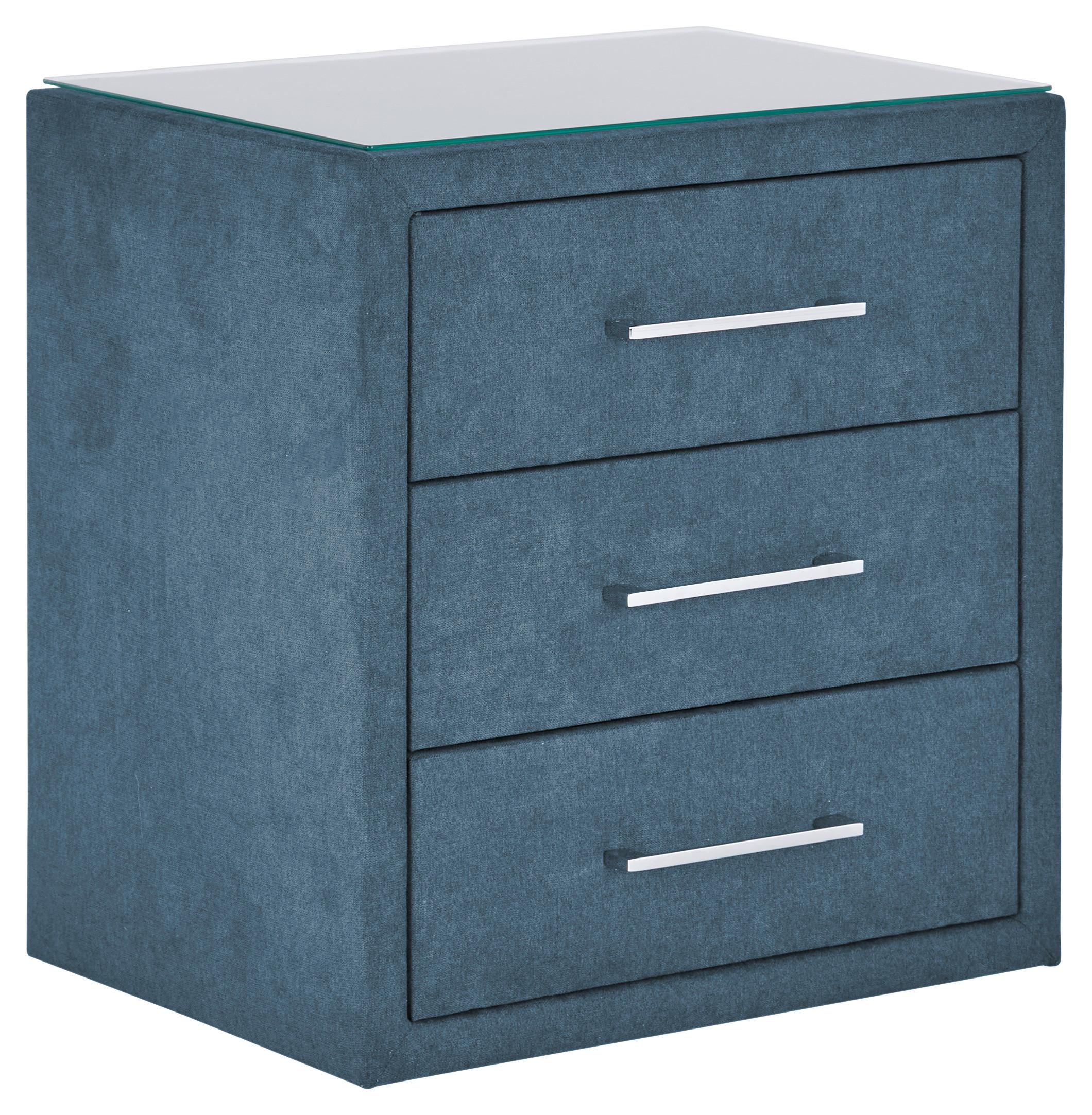 Noćni Ormarić Kleopatra - boje kroma/plava, Konvencionalno, drvni materijal/metal (56/60/41cm) - Modern Living