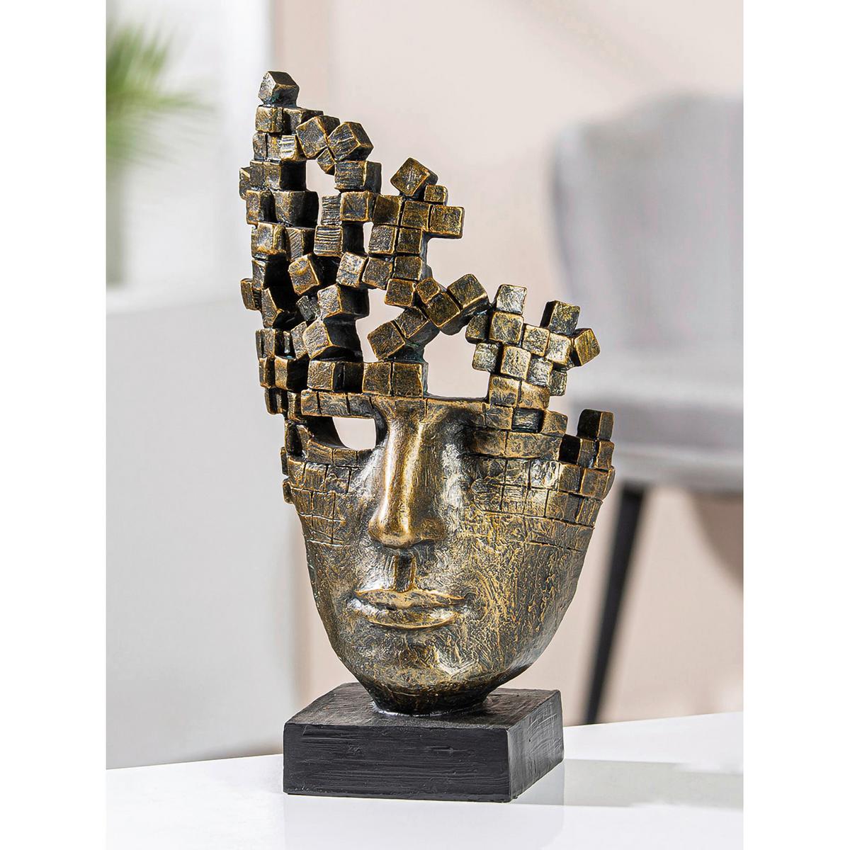 Skulptur Male Mask Bronzefarben - Bronzefarben, LIFESTYLE, Kunststoff (21,5/36/15cm)