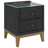 Nachtkästchen Elena Schwarz - Schwarz, KONVENTIONELL, Glas/Holz (48/68/45cm) - Sembella
