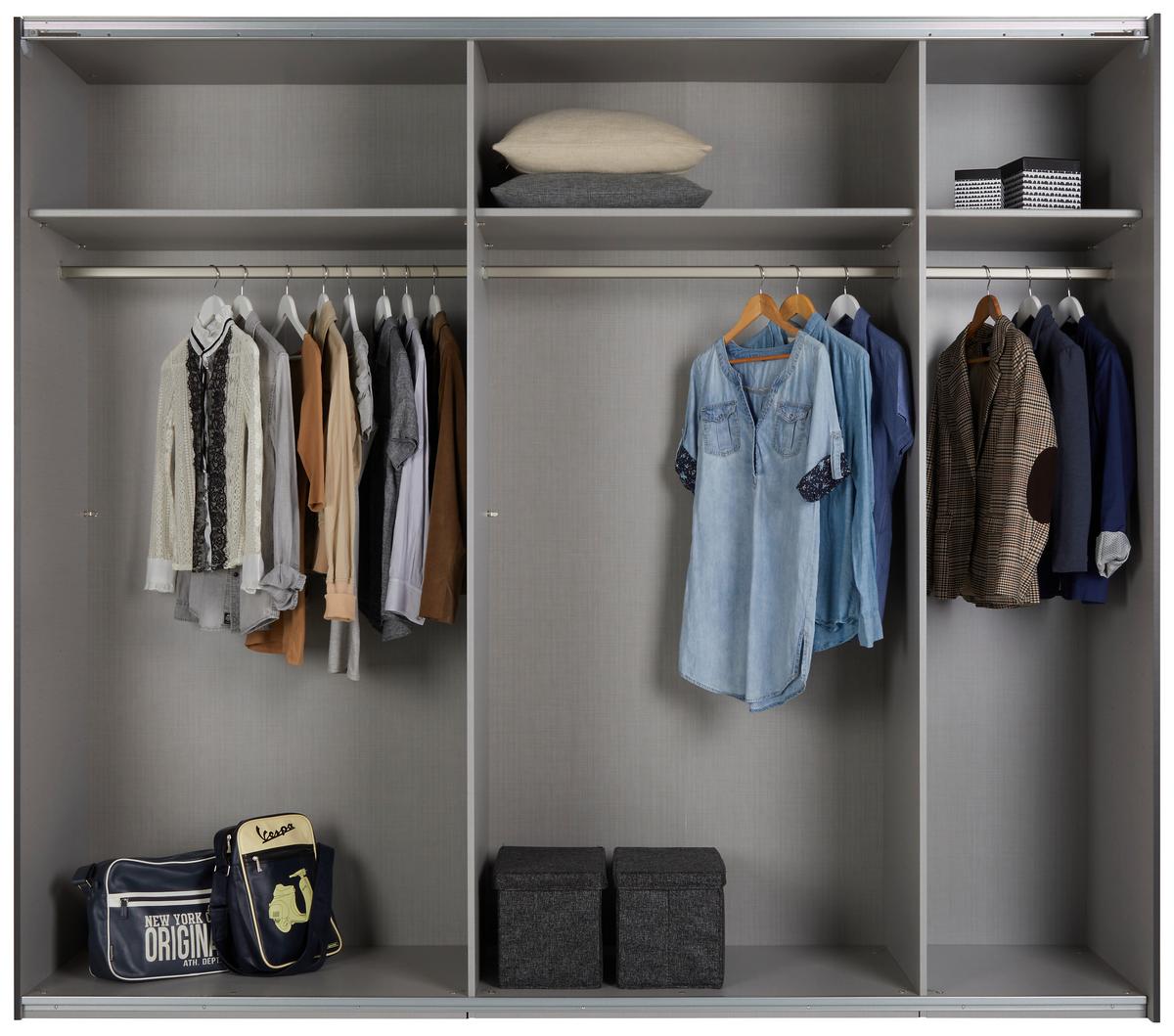 Ormar S Kliznim Vratima Rocket - boje grafita/boje hrasta, Moderno, drvni materijal/metal (250/218/65cm) - Premium Living