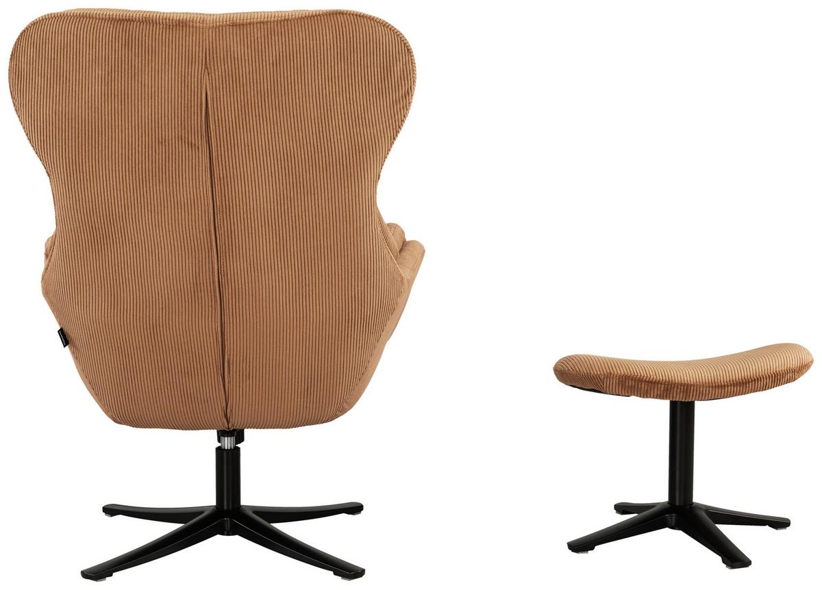 Set S Foteljem Tabbe, Oranžna, Žamet - črna/barve bakra, Moderno, kovina/tekstil (76/110/88,5cm) - Modern Living