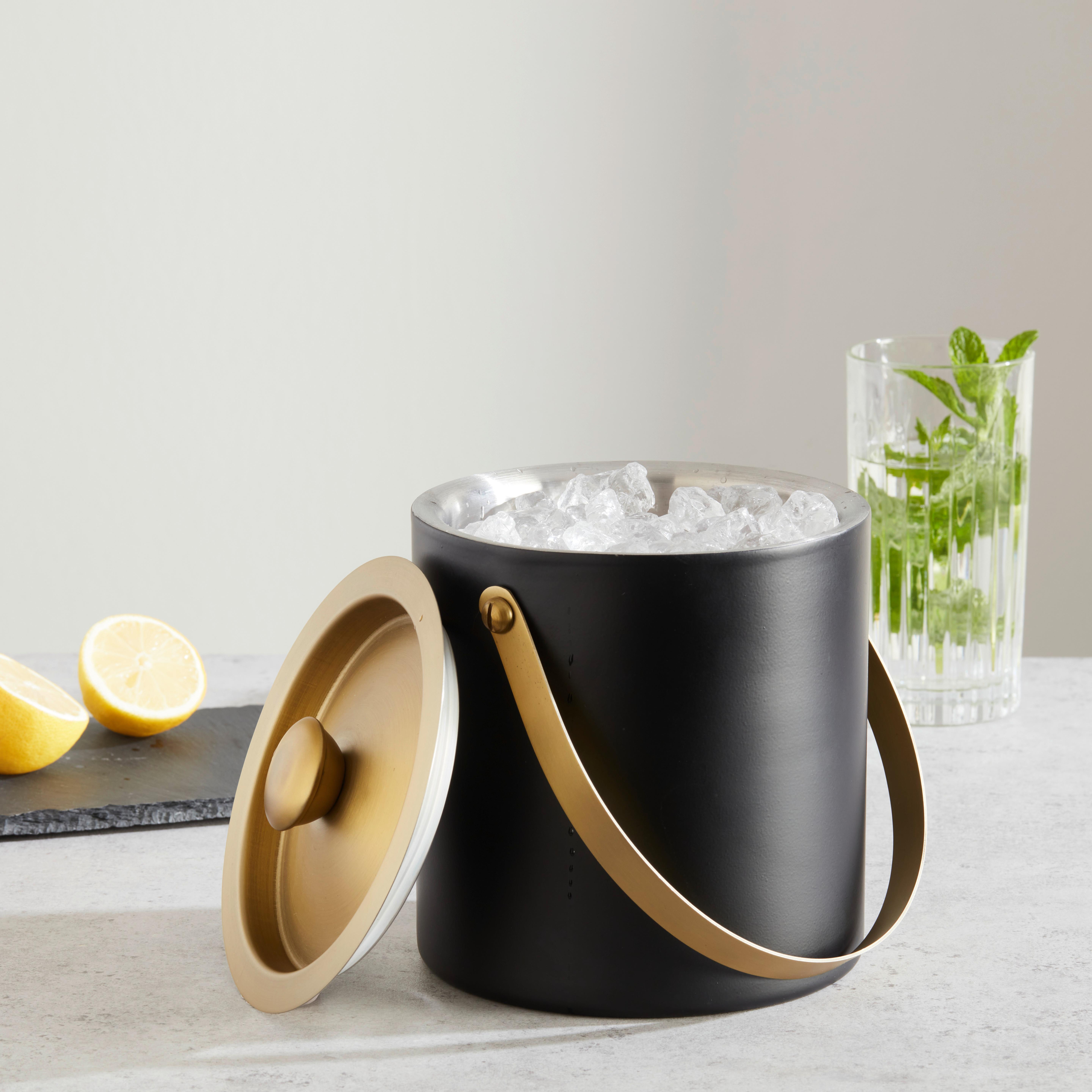 Eiseimer Glamour in Schwarz/Goldfarben ca.1,5l - Goldfarben/Schwarz, Modern, Metall (15/18cm) - Mömax