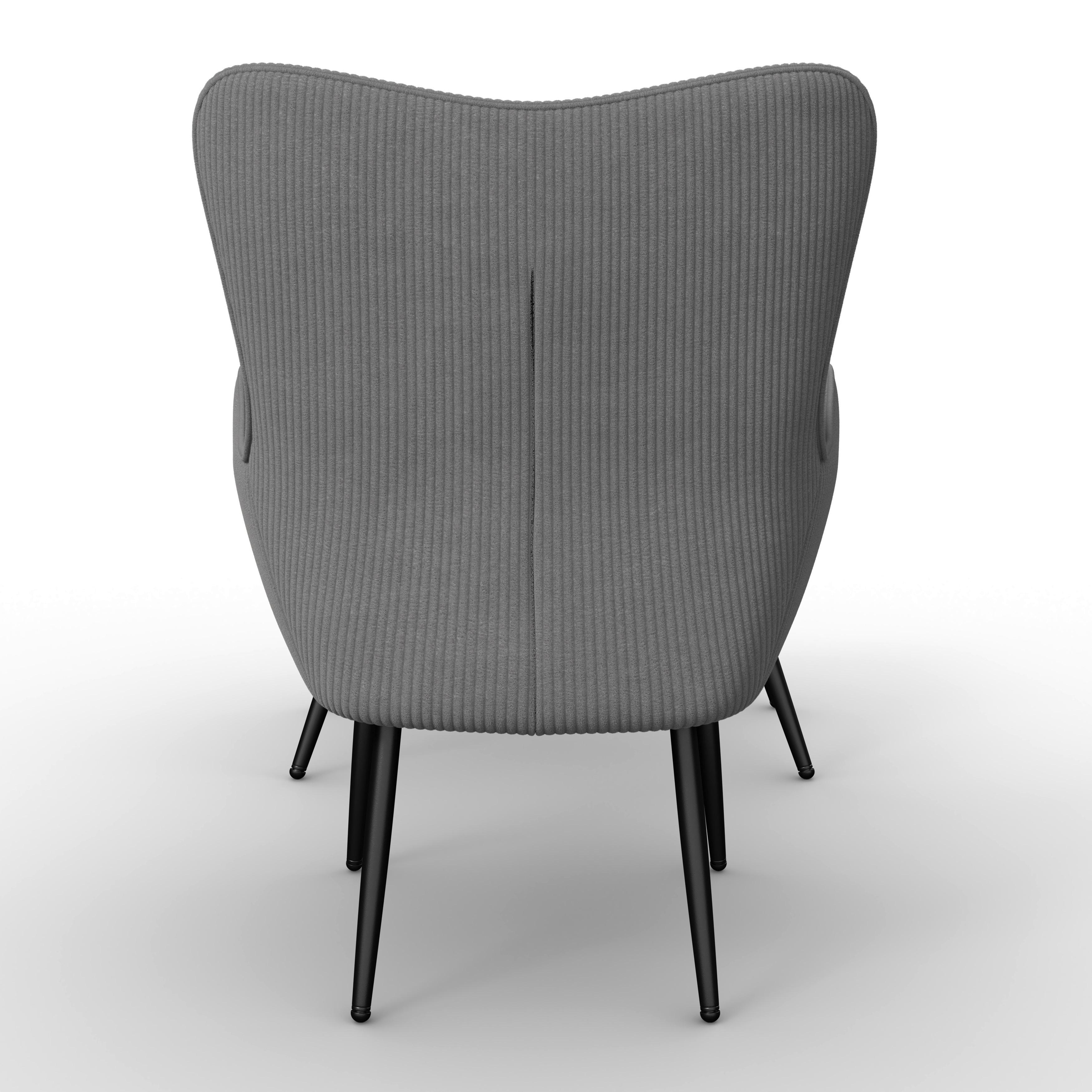 RELAXFÅTÖLJ AURORA - grå/svart, Modern, metall/trä (68,5/99/90cm) - Bessagi Home