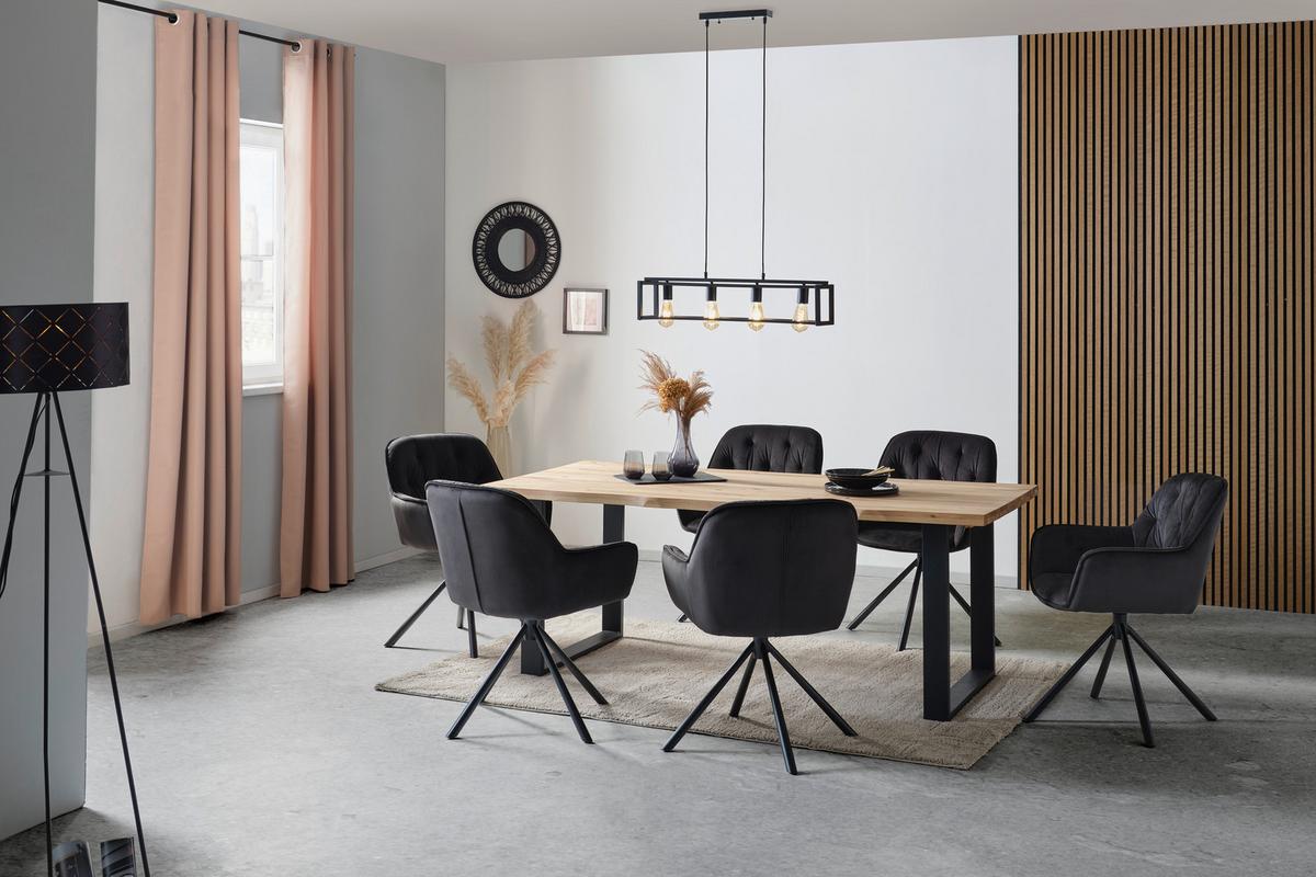 Masă WOOD 200 - culoare natur/negru, Konventionell, lemn/metal (200/75/100cm) - James Wood