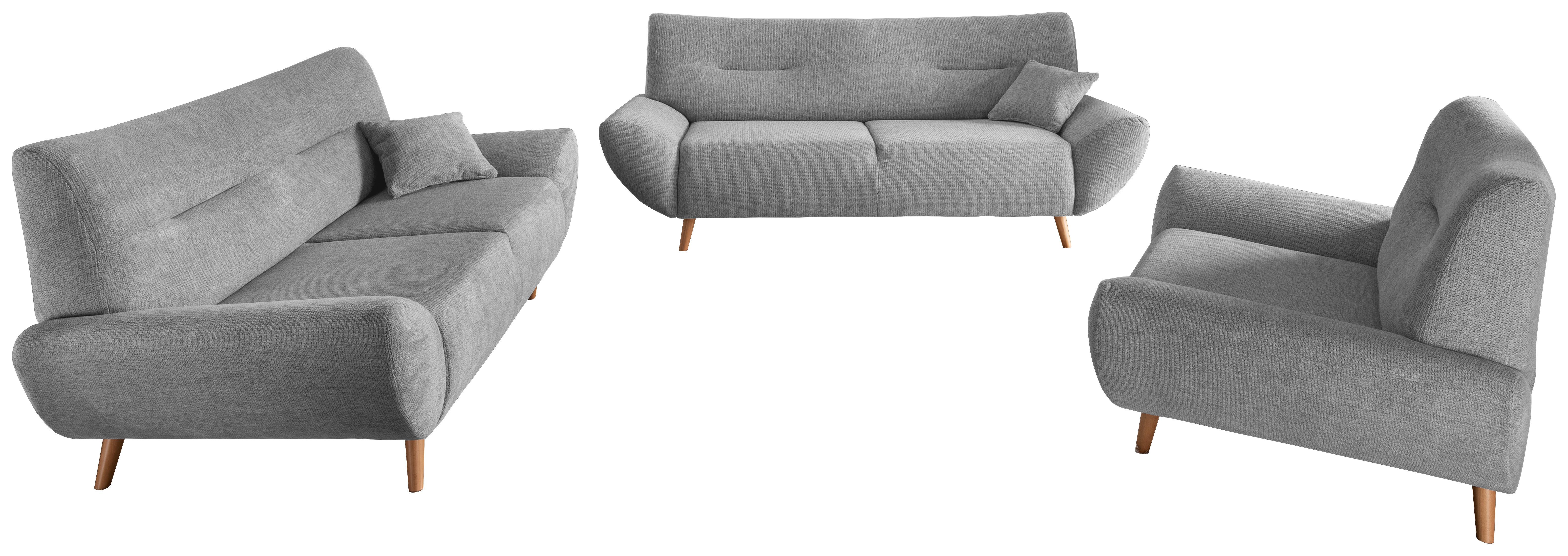 3-Sitzer-Sofa Drago Silberfarben Chenille - Wildeiche/Silberfarben, MODERN, Holz/Textil (205/81/90cm) - MID.YOU