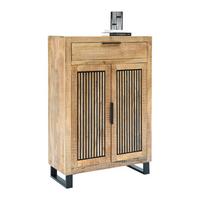 Schuhschrank Everest Naturfarben - Schwarz/Naturfarben, Natur, Holz/Metall (88/130/40cm) - Mömax