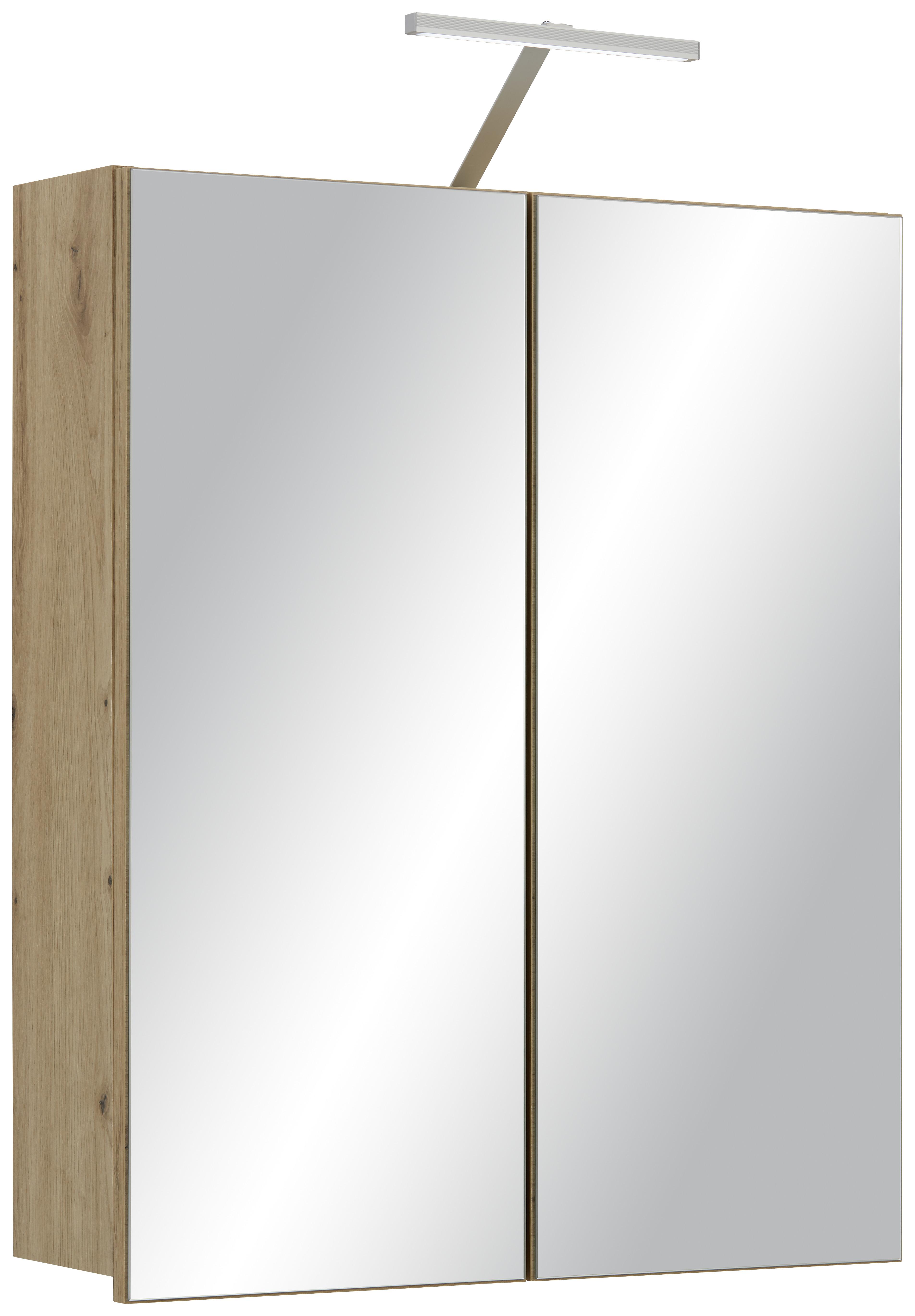 Spiegelschrank in Eichefarben - Schwarz, MODERN, Glas/Holzwerkstoff (60/73/17,5cm) - Mömax