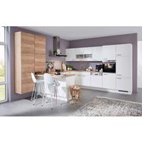 Bucatarie LASER/STRUCTURA - alb/culoare lemn stejar, Modern, material pe bază de lemn (360/345cm) - Nobilia