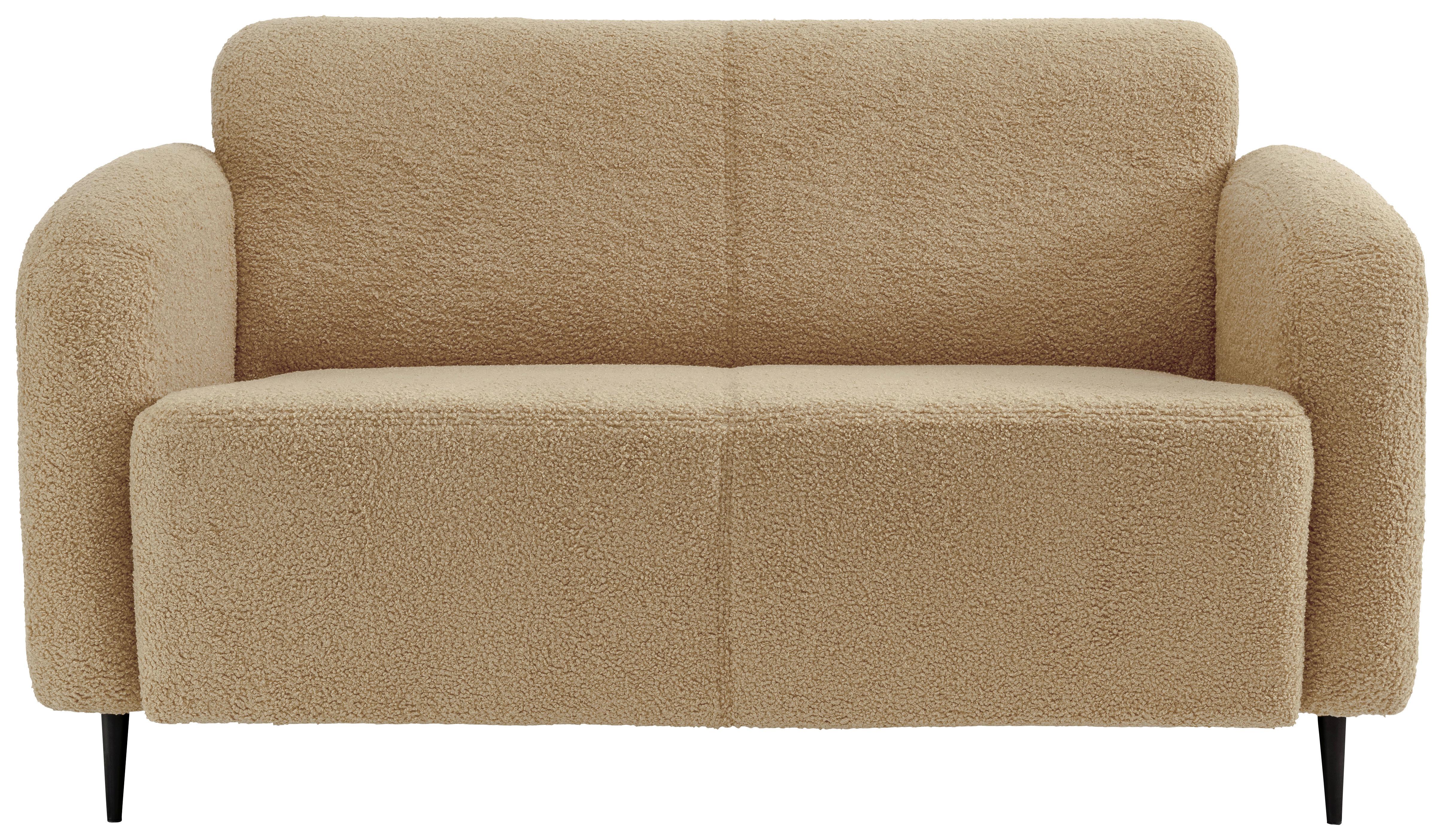 2-Sitzer-Sofa Marone Creme Teddystoff - Creme/Schwarz, MODERN, Metall (140/76/90cm) - Livetastic