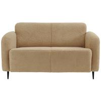 2-Sitzer-Sofa Marone Creme Teddystoff - Creme/Schwarz, MODERN, Metall (140/76/90cm) - Livetastic