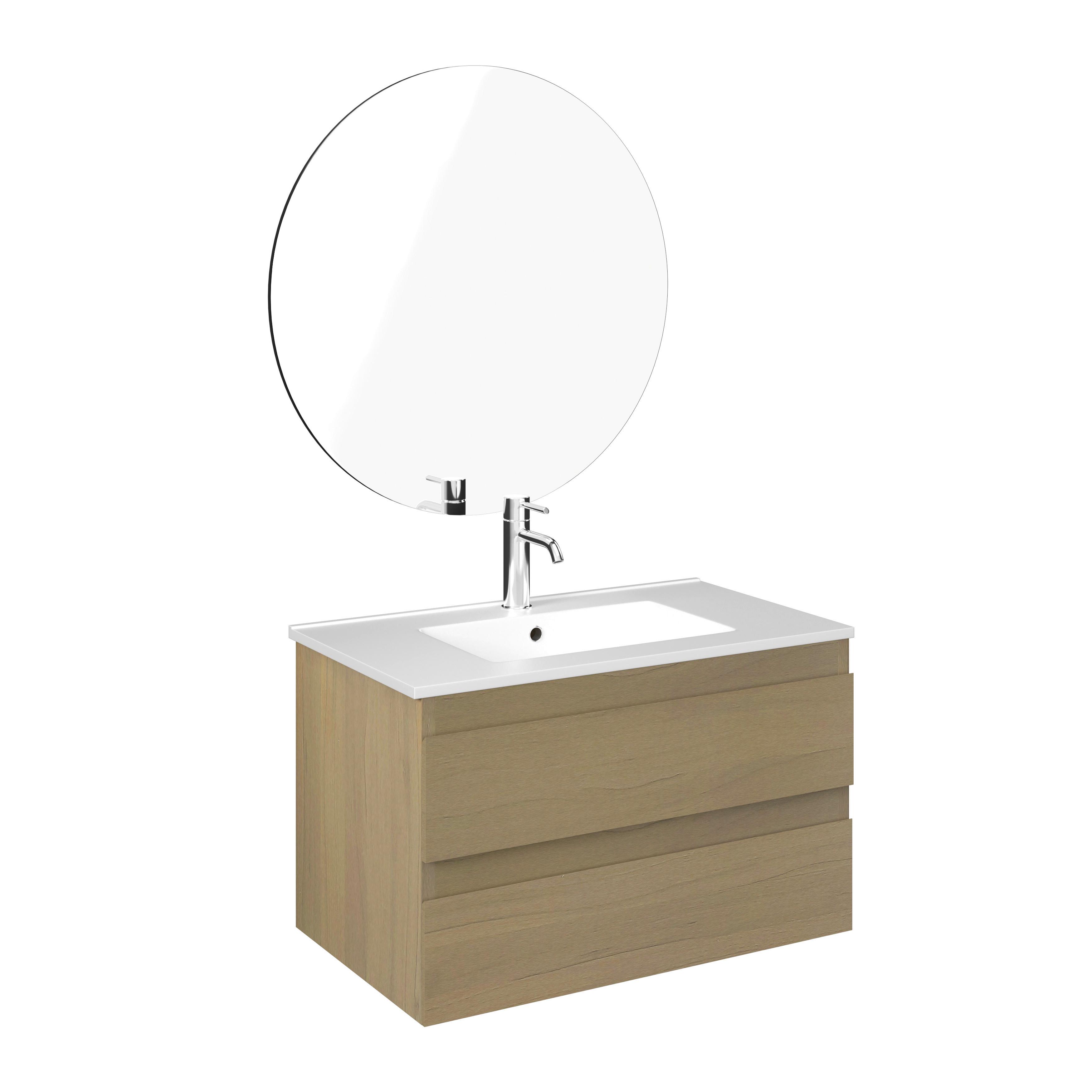 BADRUM LEONA - Eiche dunkel, Modern, trämaterial/glas - Bessagi Home