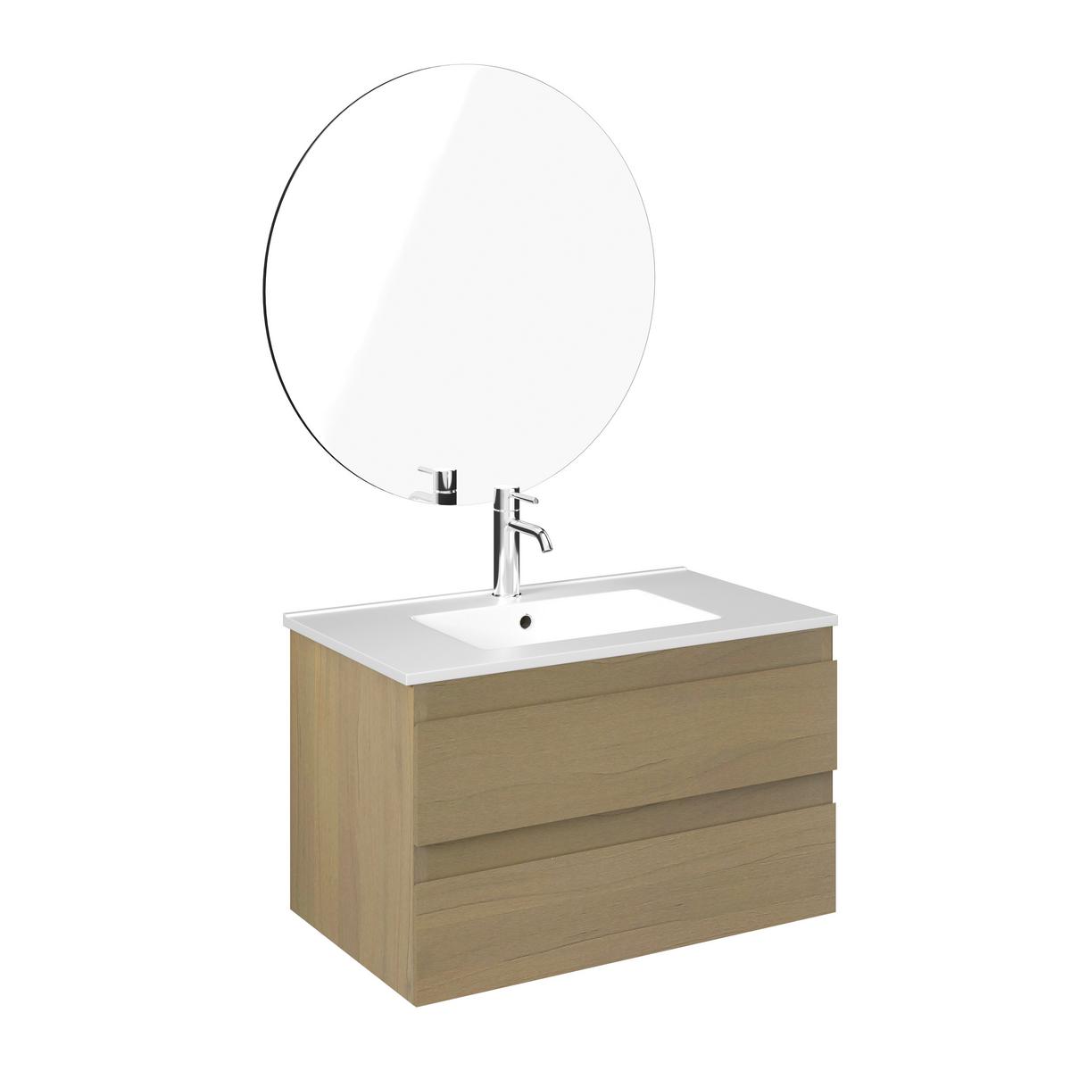 Badezimmer Leona Eichefarben 3- teilig - Eiche dunkel, MODERN, Glas/Keramik - Bessagi Home
