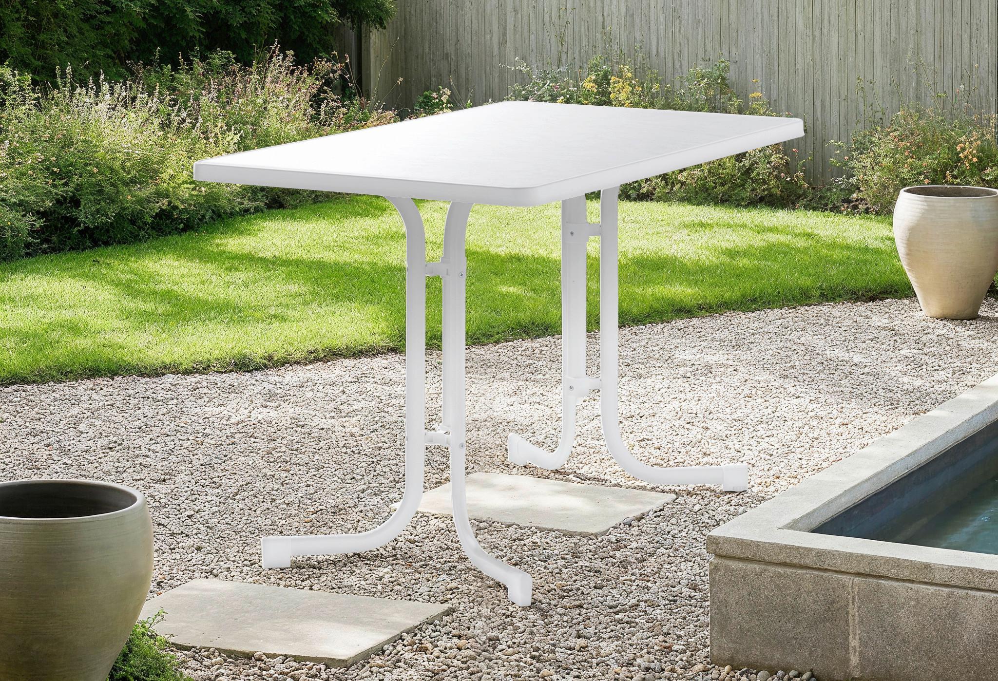 Gartentisch Weiß ca. 115x70x72cm - Weiß, MODERN, Holzwerkstoff/Metall (115/70/72cm) - Sieger