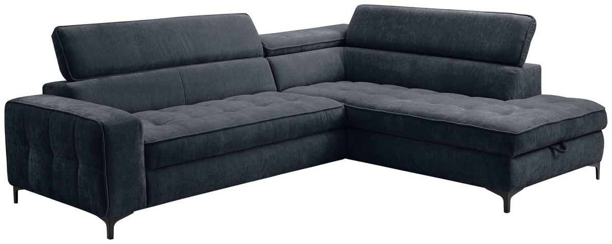 Kutna Garnitura Talia - crna/antracit, Basics, tekstil/metal (251/70-90/203cm) - Modern Living