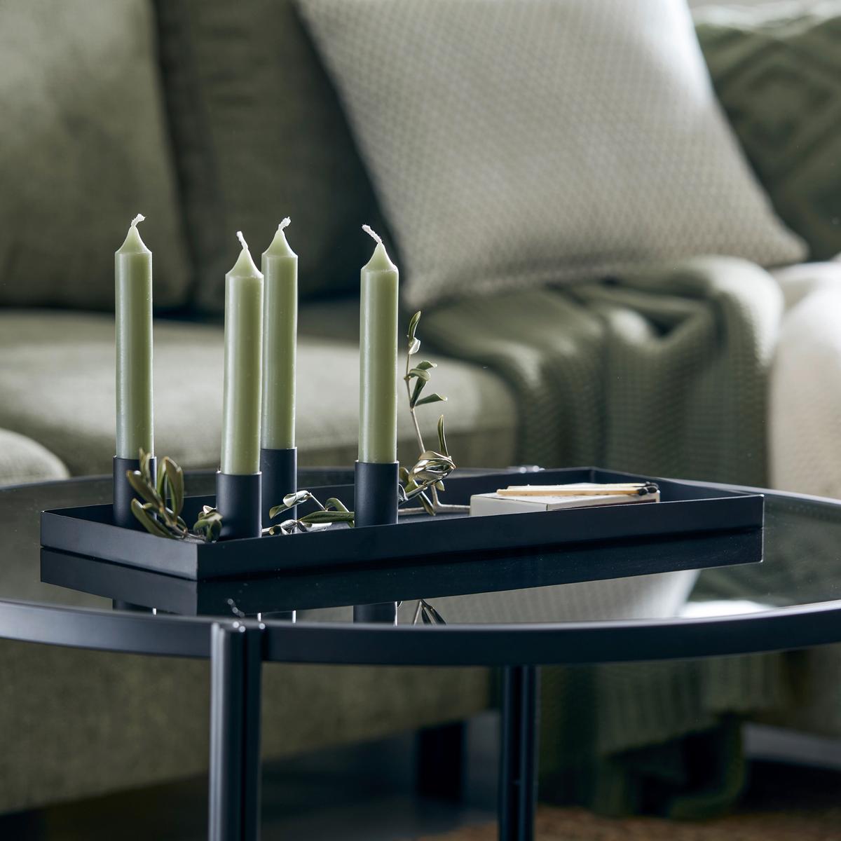 Hengergyertyatartó Rimalh - fekete, Modern, fém (42/16/6cm) - Premium Living