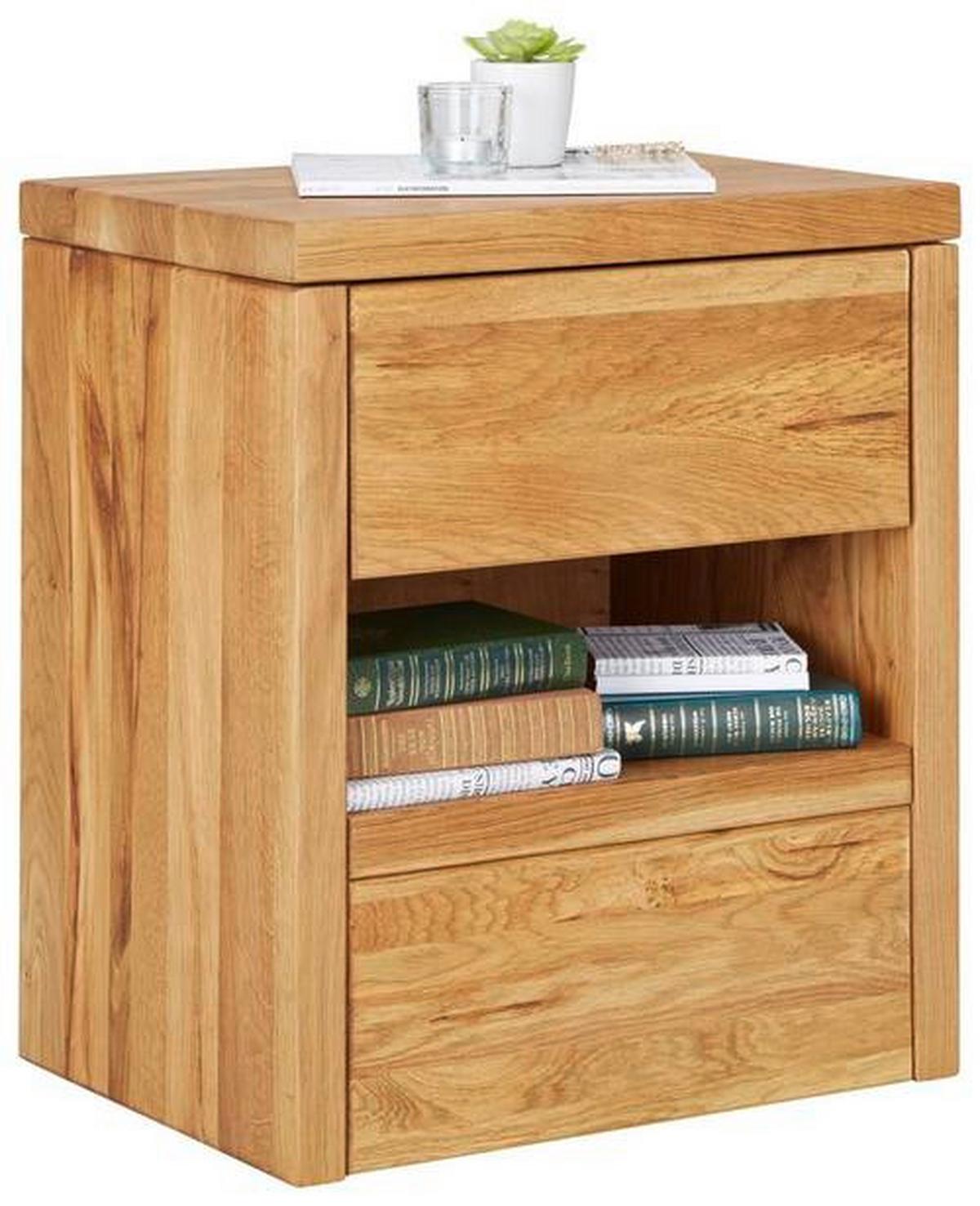 Nachttisch aus Eiche Massiv - Eichefarben, Konventionell, Holz (52/61/38cm) - Zandiara