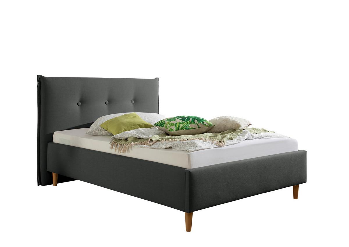 Polsterbett Nelo Anthrazit ca. 140x200 cm - Anthrazit/Naturfarben, MODERN, Holz/Textil (140/200cm) - Livetastic