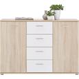 Kommode Weiß/Sonoma Eiche - Silberfarben/Weiß, MODERN, Holzwerkstoff/Kunststoff (132/91/38cm) - Mömax modern living Kommode Weiß/Sonoma Eiche - Silberfarben/Weiß, MODERN, Holzwerkstoff/Kunststoff (132/91/38cm) - Mömax modern living
