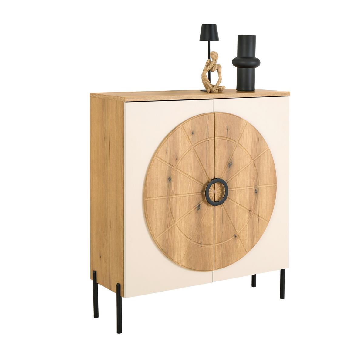 Komoda Hong Kong - kašmir/boje hrasta, Trend, drvni materijal/metal (100/113/37,5cm) - Modern Living