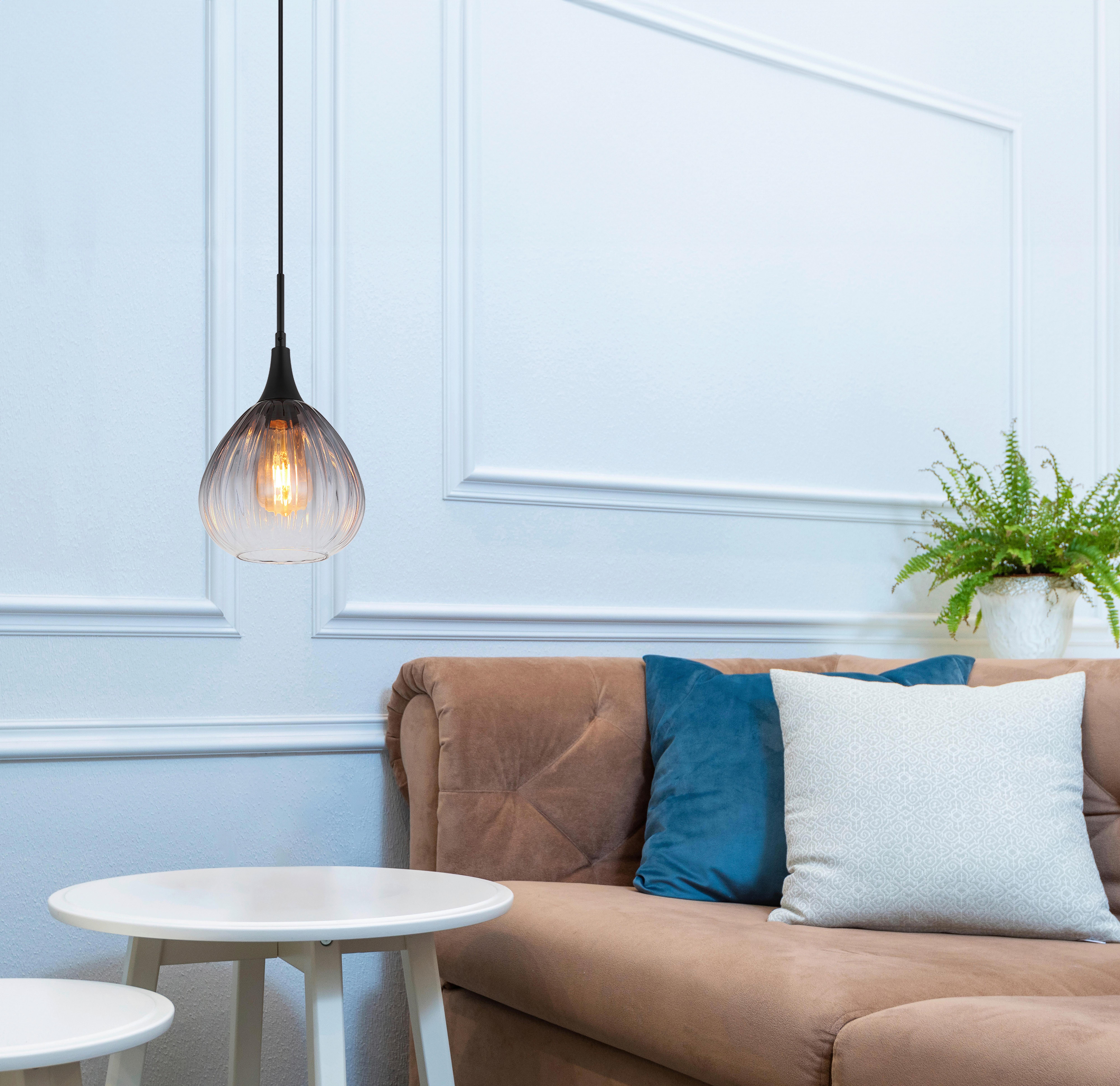 Hängeleuchte Olsen Klar max. 40 Watt - Klar, Design, Glas/Metall (20/120cm) - Globo