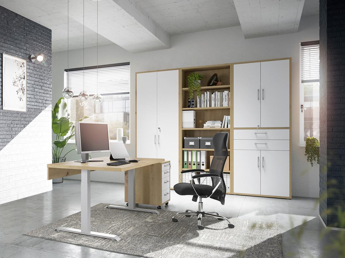 Regal Big Profi Office Eiche Artisan - Schwarz/Eiche Artisan, Modern, Holzwerkstoff (82/218/40cm) - Mömax