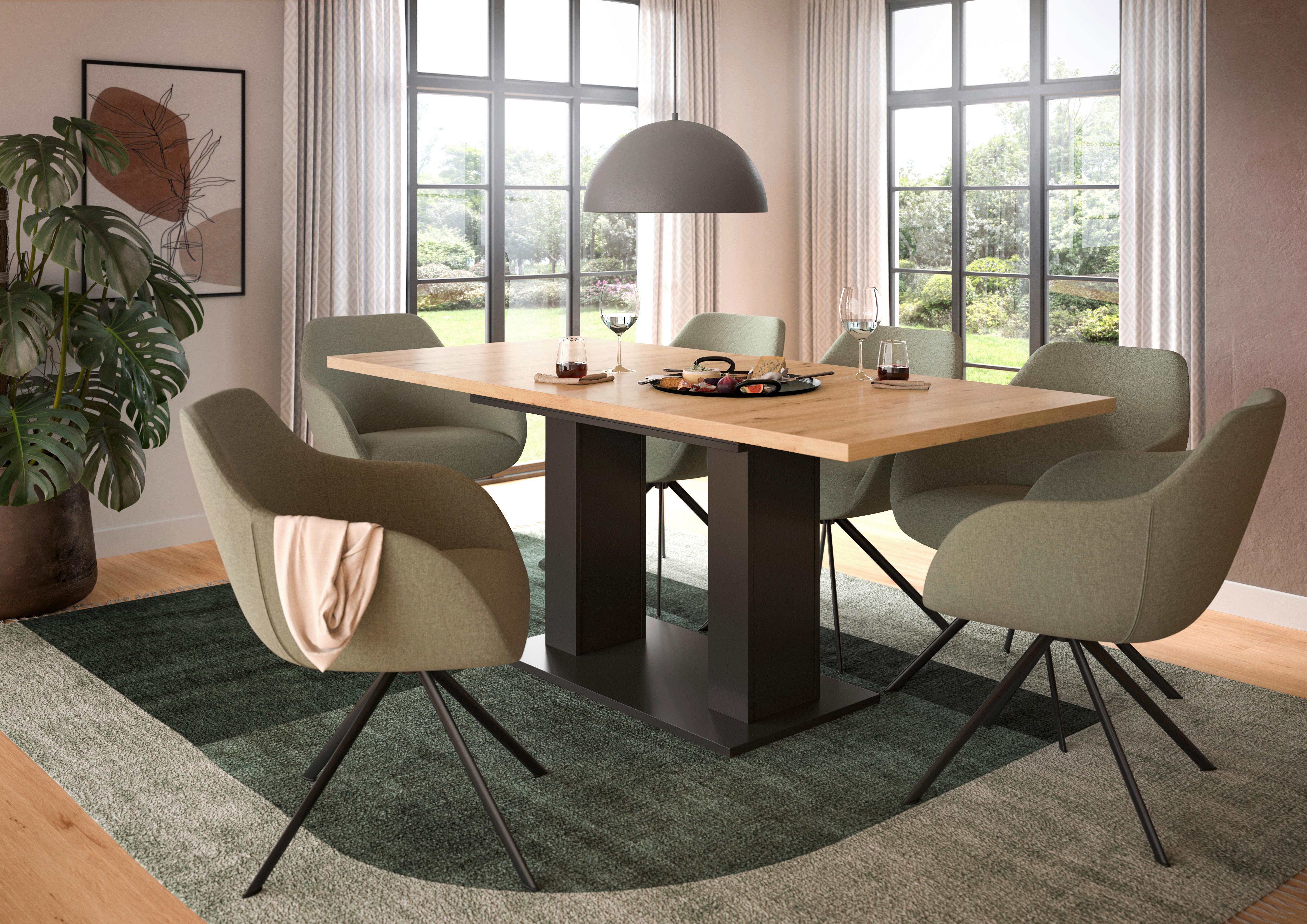 Ausziehtisch Marlon ca. 150x190 cm Eiche/Grau - Eiche Artisan/Grau, KONVENTIONELL, Holzwerkstoff (150-190/90/76cm)