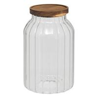 Borcan depozitare Harmony cca. 3L - transparent/culoare lemn acacia, Basics, sticlă/lemn (14,6/22,9cm)
