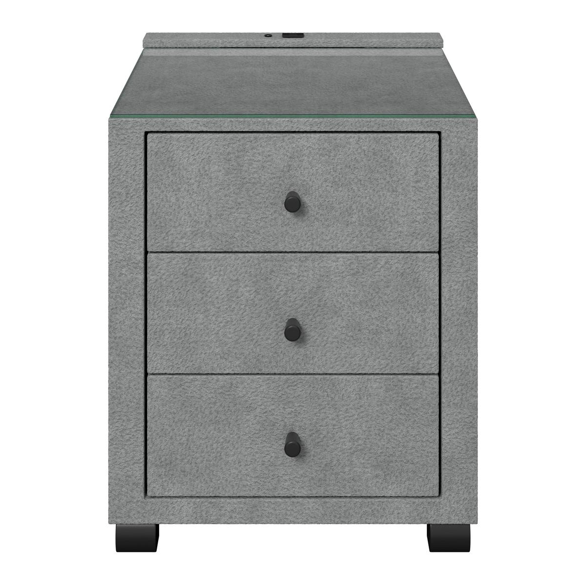 Noćni Ormarić Elysia - tamno siva, Trend, staklo/drvni materijal (48/68/45,5cm) - Premium Living