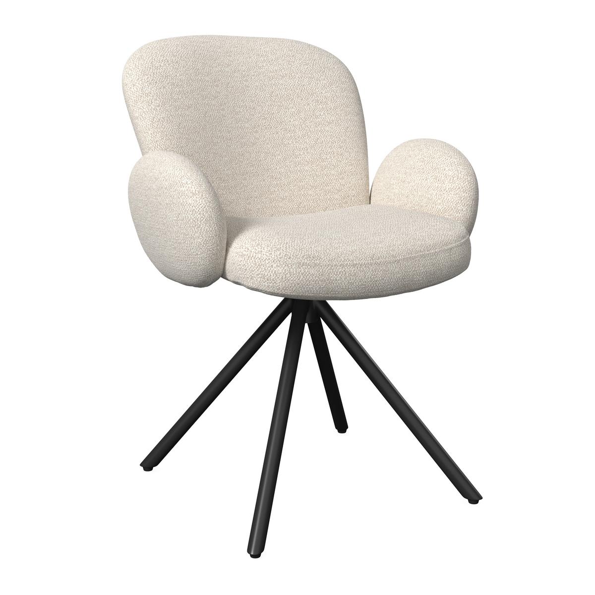 Armlehnstuhl Josea Creme Chenille Drehbar Gepolstert - Creme/Schwarz, MODERN, Holz/Textil (64/85/63cm) - Bessagi Home
