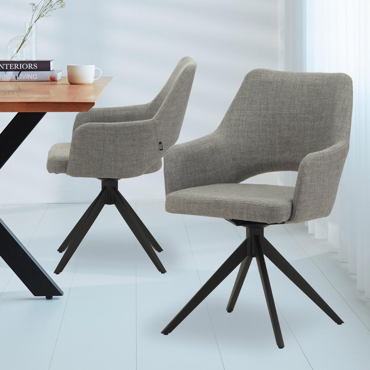 Stuhl Asher Grau - Schwarz/Grau, MODERN, Textil/Metall (54,5/85/61,5cm) - MID.YOU