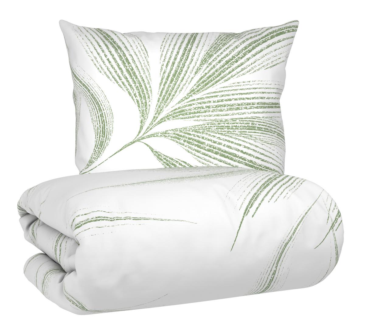 Bettwäsche Melefa Grün/Weiß ca. 135x200cm - Weiß/Grün, KONVENTIONELL, Textil (135/200cm) - Mömax