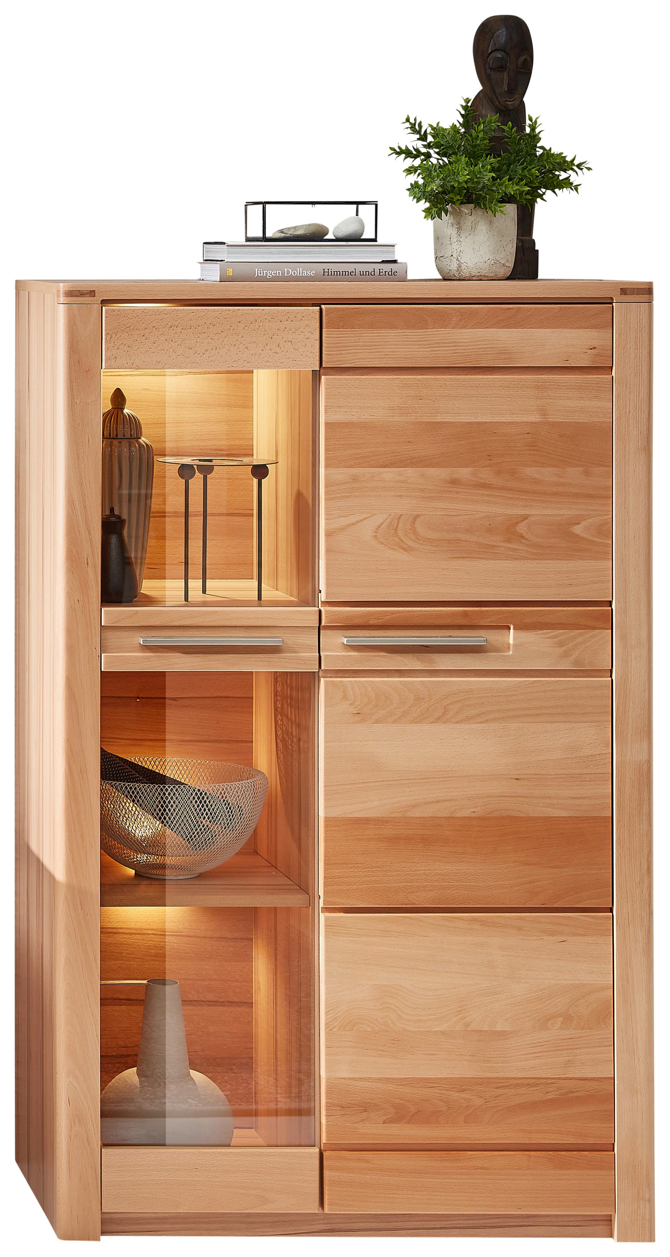 Highboard Arvid Kernbuche - Chromfarben/Kernbuche, KONVENTIONELL, Holz/Holzwerkstoff (85/137/40cm) - Mömax