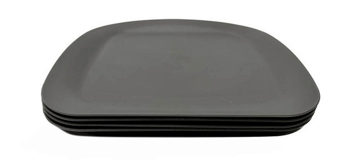 Tellerset BBQ in Grau 4-teilig - Grau, Konventionell, Kunststoff - Modern Living