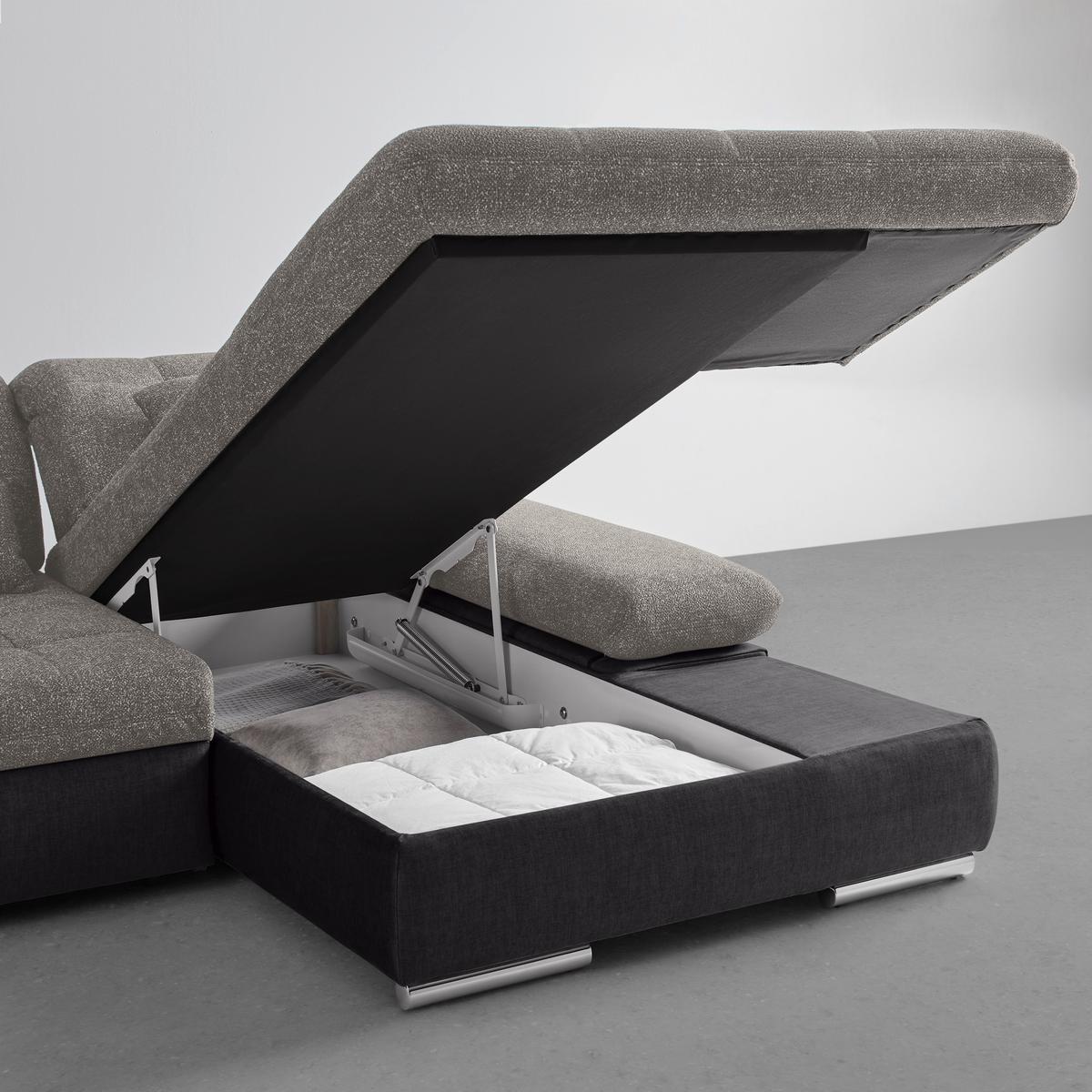 Wohnlandschaft Sanfino Silberfarben/Dunkelgrau - Chromfarben/Dunkelgrau, KONVENTIONELL, Holz/Textil (305/79-96/199cm) - Premium Living