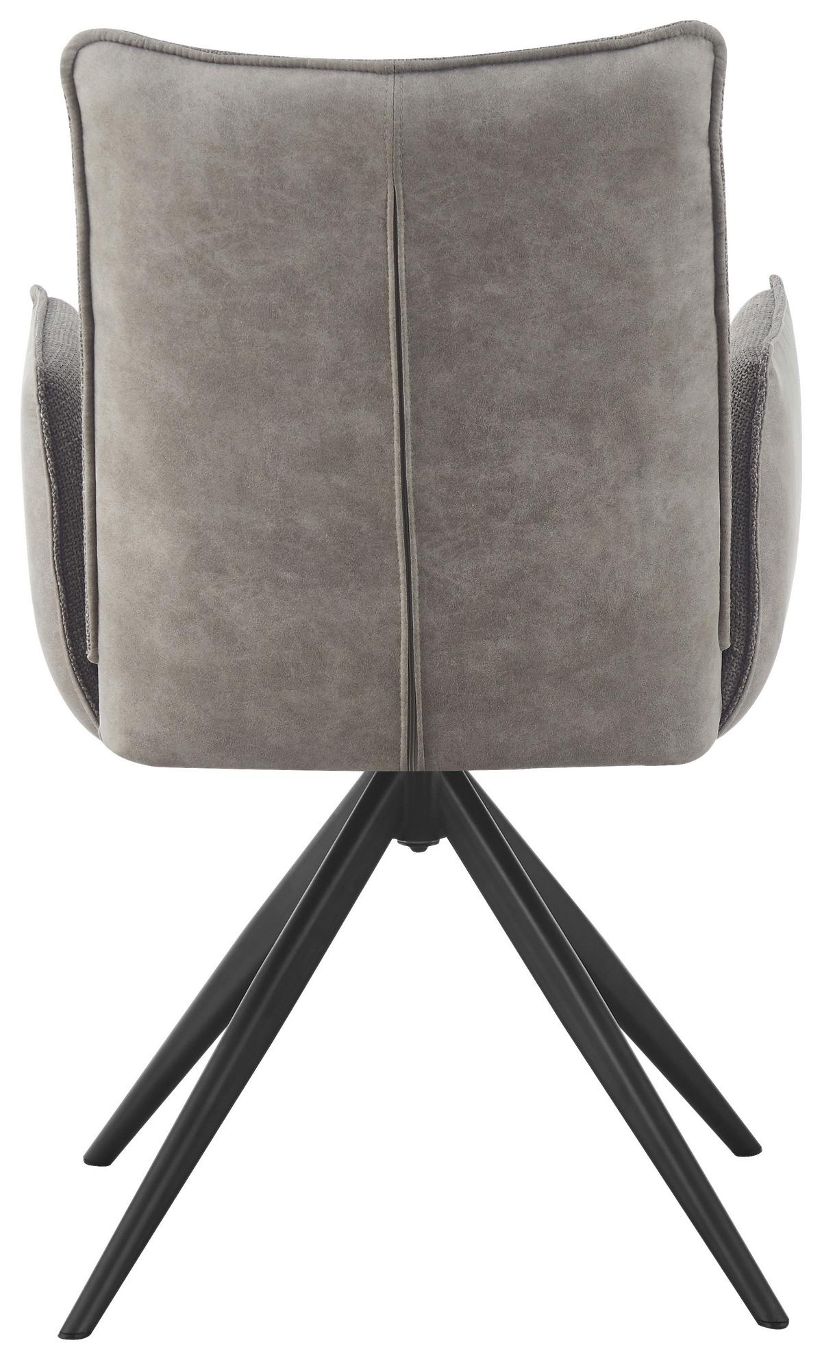 Armlehnstuhl Maya Hellgrau - Hellgrau/Schwarz, MODERN, Textil/Metall (59/89/65cm) - Premium Living