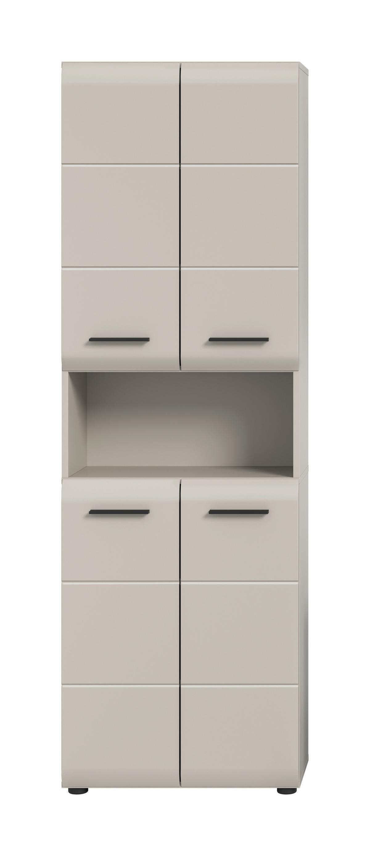Hochschrank Ice Kaschmir - Kaschmir/Schwarz, Trend, Holzwerkstoff/Kunststoff (60/185/30cm) - MID.YOU