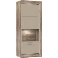 Vitrină suspendată GENETIC - bej/culoare lemn stejar, Konventionell, plastic/sticlă (53/132/32,8cm) - Modern Living