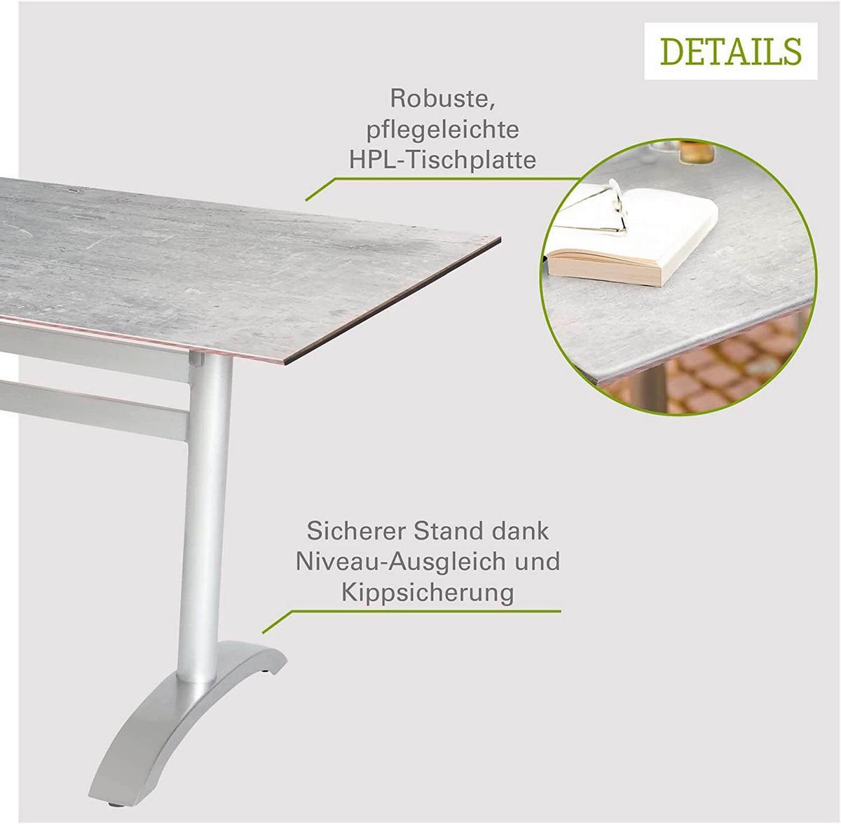 Gartentisch klappbar Acaplan Metall/Holzwerkstoff L: 120 cm - Platinfarben/Grau, Basics, Holzwerkstoff/Metall (120/80/72cm) - Gardenson