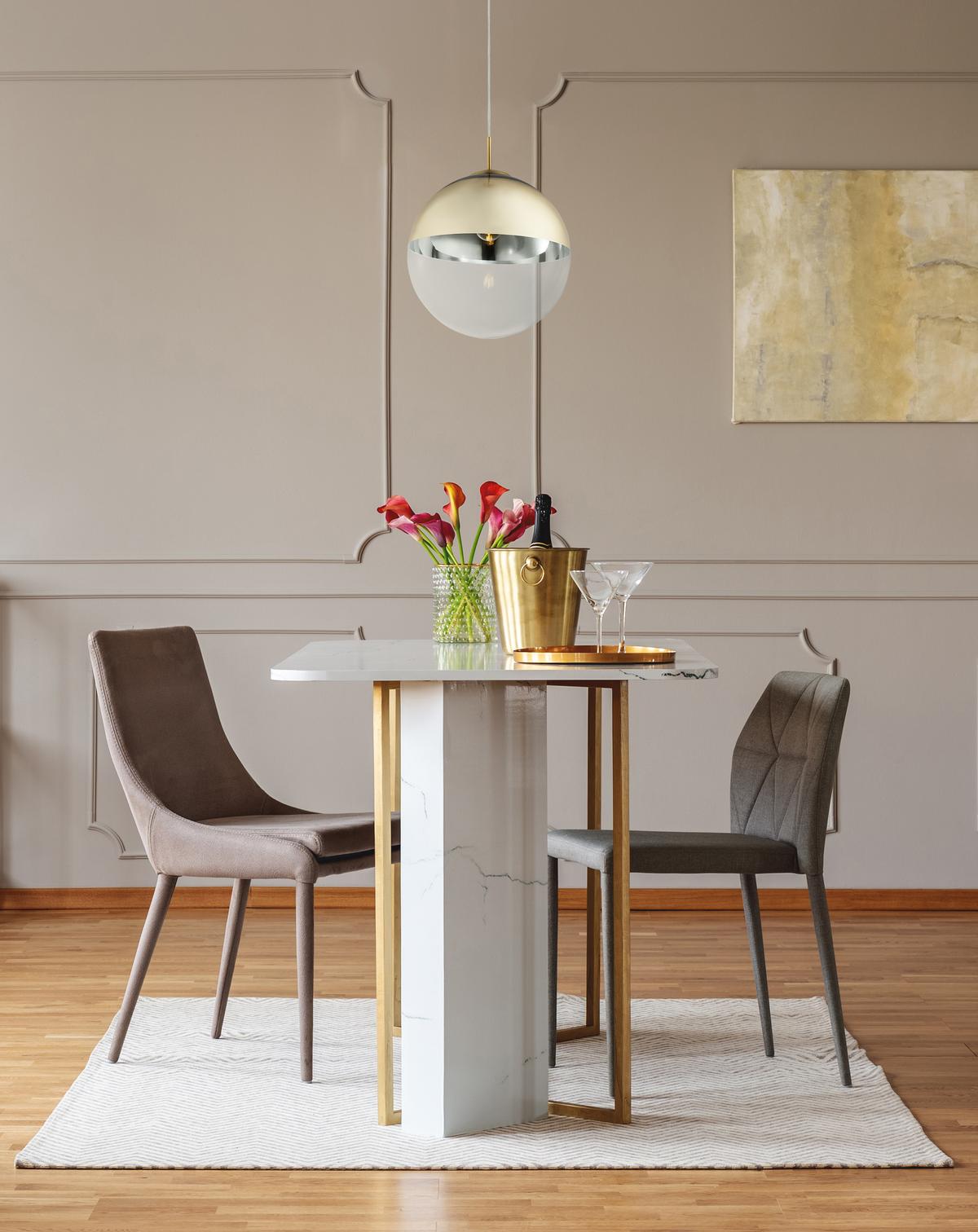 Hängeleuchte Varus in Goldfarben max. 40 Watt - Transparent/Goldfarben, Design, Glas/Metall (33/120cm) - Globo