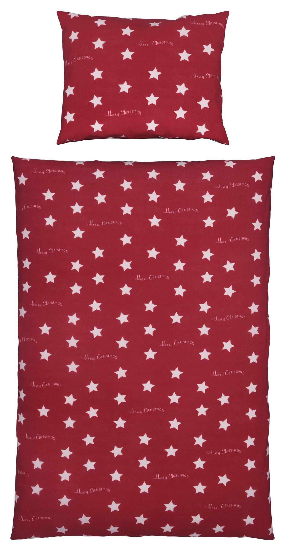 Bettwäsche Stars in Rot ca. 160x210cm - Rot, Konventionell, Textil (160/210cm) - Modern Living