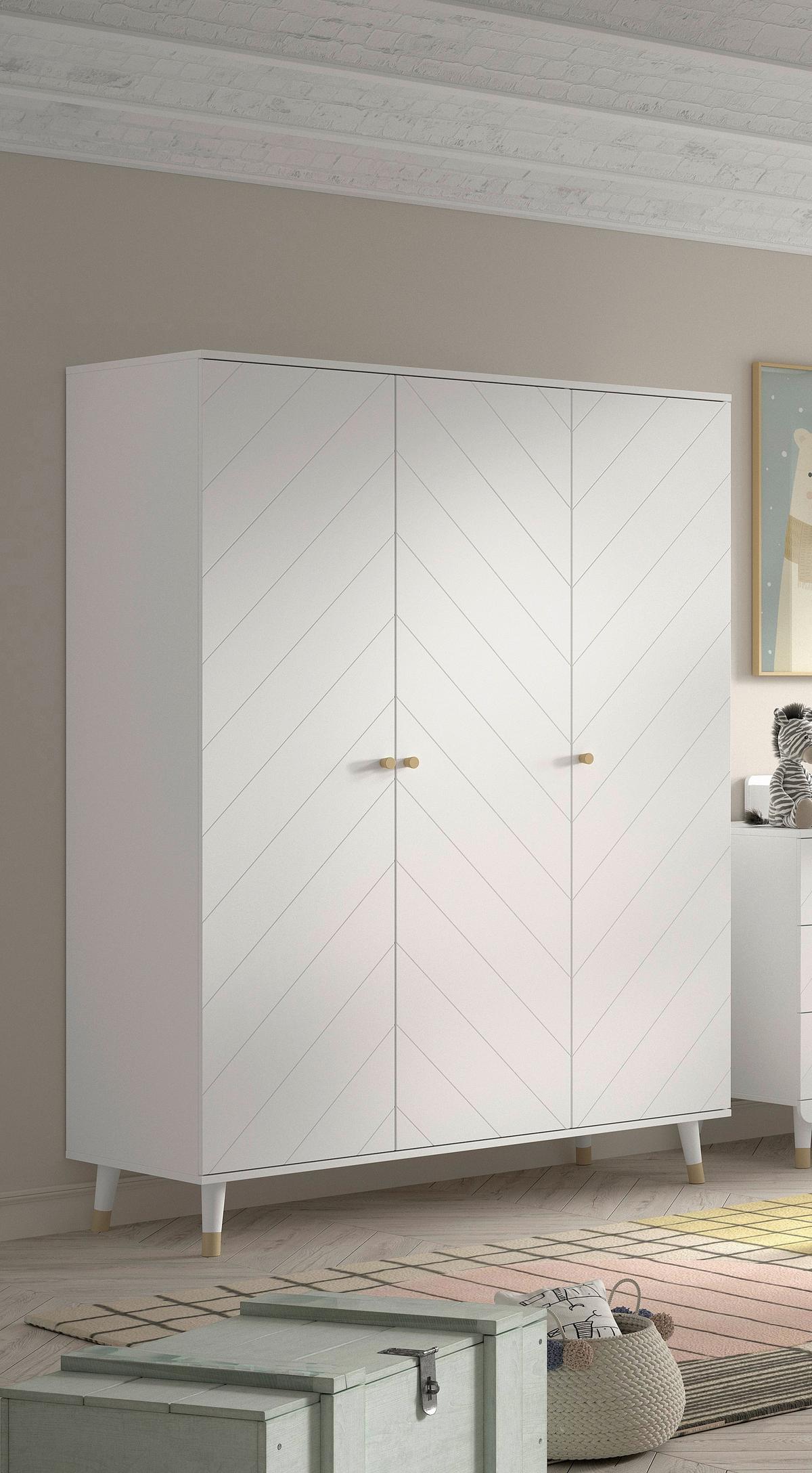 Kinderkleiderschrank Billy Weiß - Goldfarben/Weiß, MODERN, Holzwerkstoff/Kunststoff (150/200/59cm) - Vipack