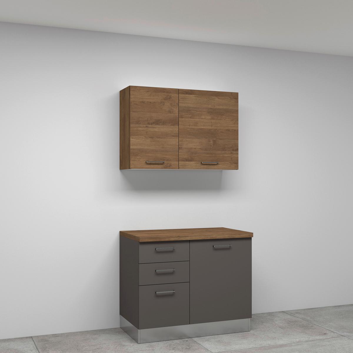 Eckküche Freia m. Geräte ca. 270x165cm Anthrazit - Walnussfarben/Alufarben, LIFESTYLE, Holzwerkstoff/Kunststoff (270/165cm) - MID.YOU