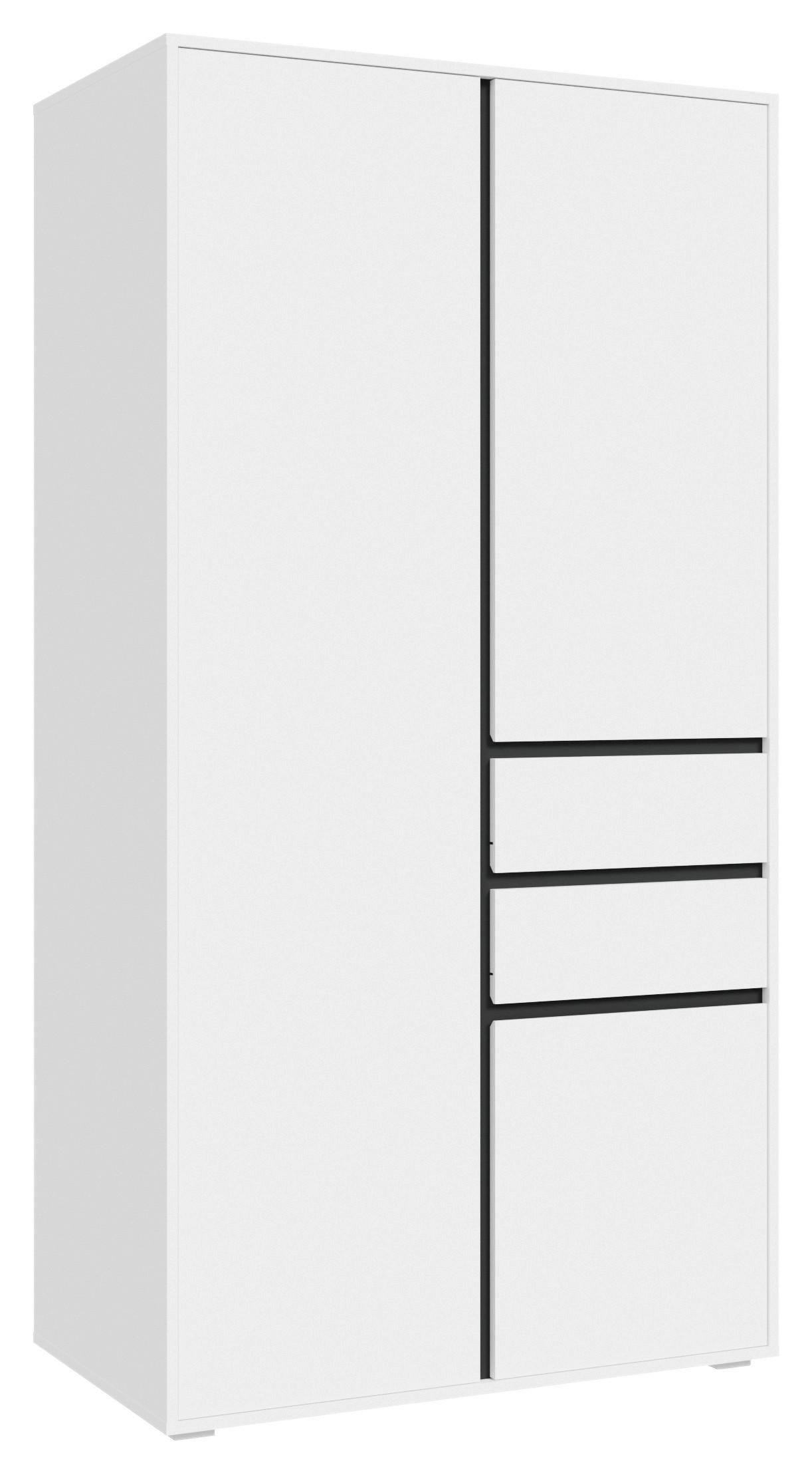 Drehtürenschrank Falun Weiß - Weiß, MODERN, Holzwerkstoff (100/194/56cm) - Livetastic