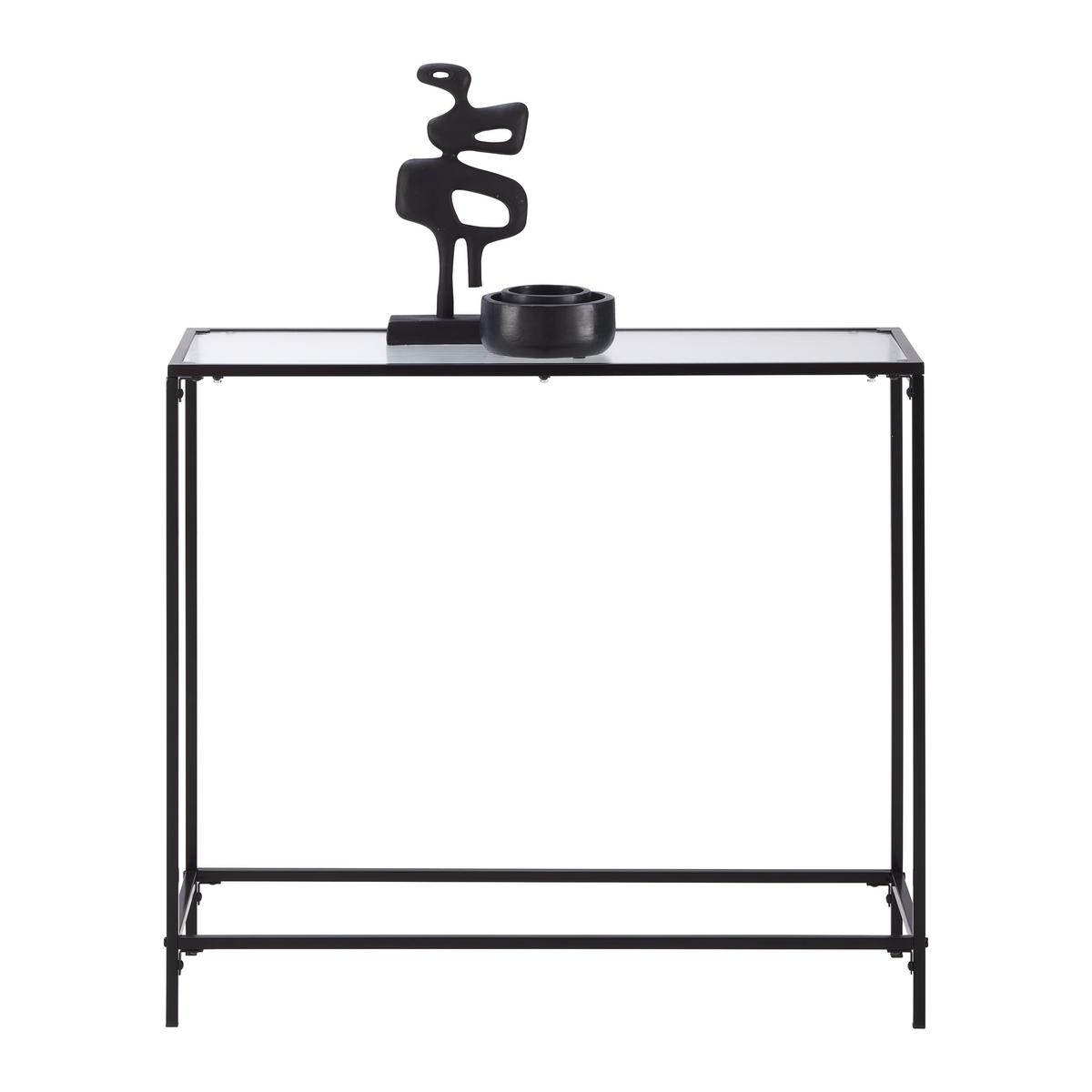 Masă tip consolă SHINE - negru/transparent, Modern, sticlă/metal (80/70/30cm) - Modern Living