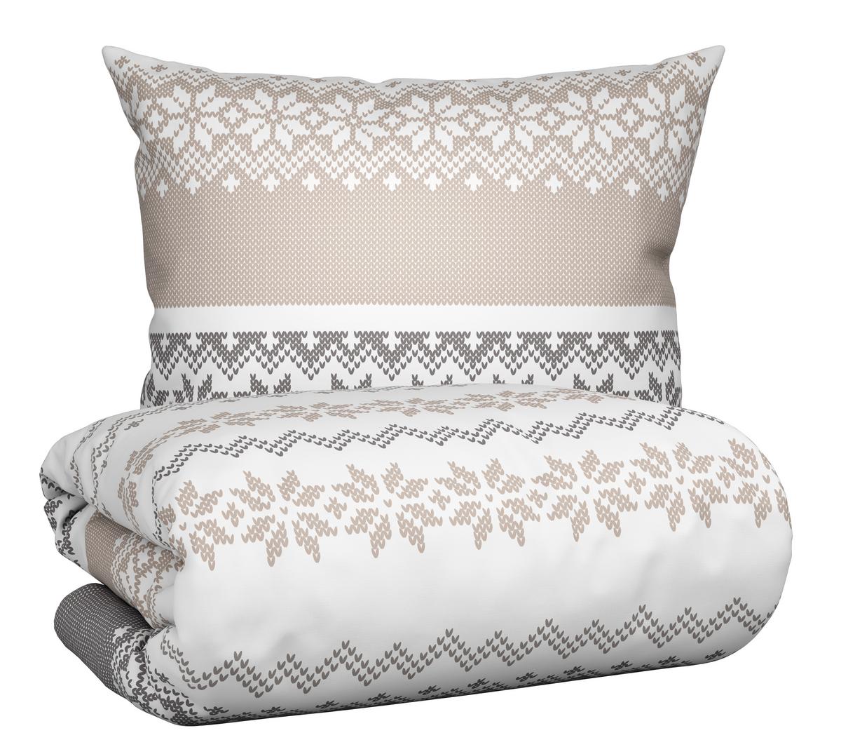 Bettwäsche Snow Rose Grau/Weiß/Beige ca. 140x200cm - Beige/Weiß, Textil (140/200cm) - Mömax