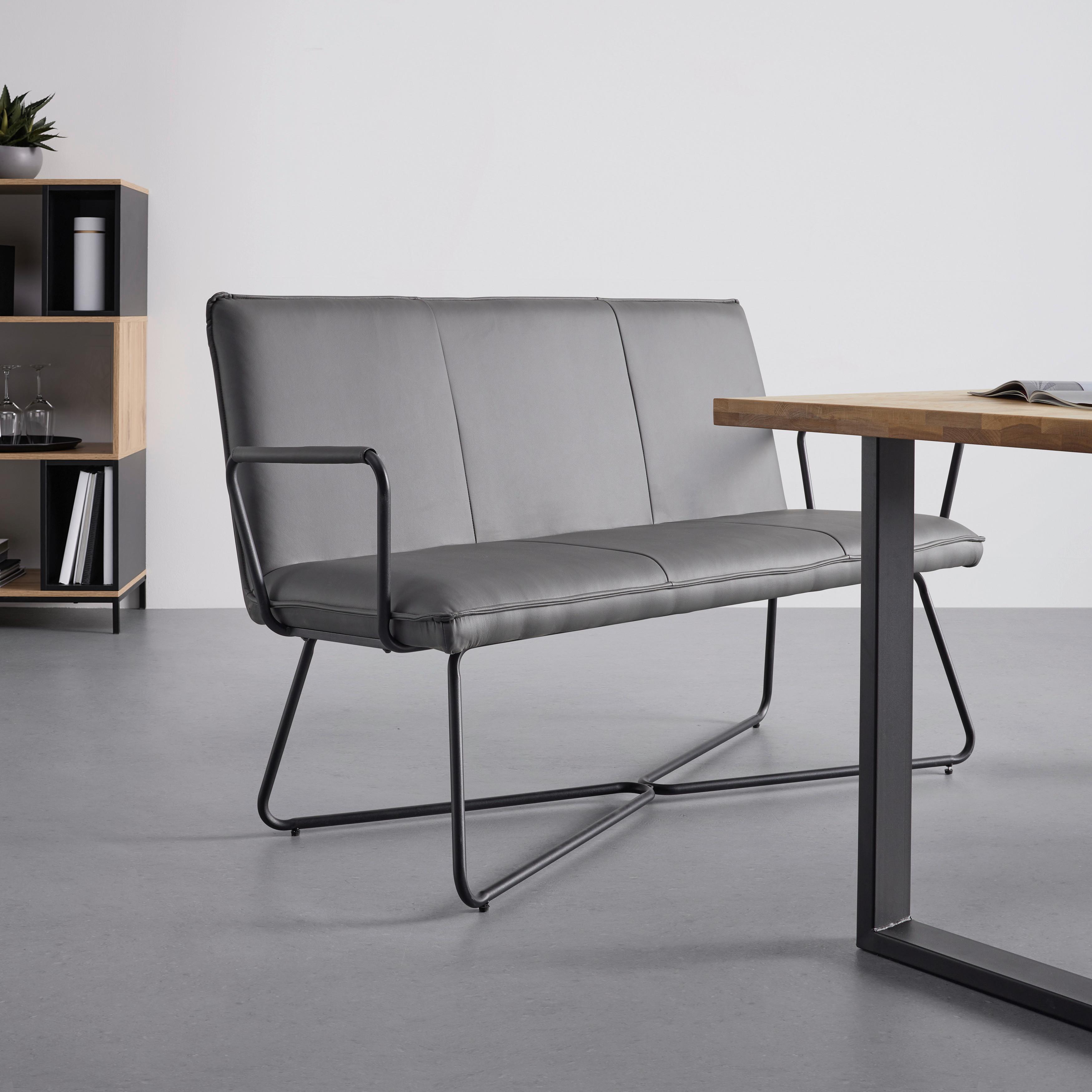 Klop Bosco, Siva, Videz Usnja - siva/črna, Moderno, kovina/tekstil (140/90/62cm) - Bessagi Home